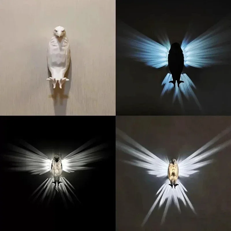 3D Owl Wall Lamp – Bird Sconce Light Halloween Eagle Projector Home Decor