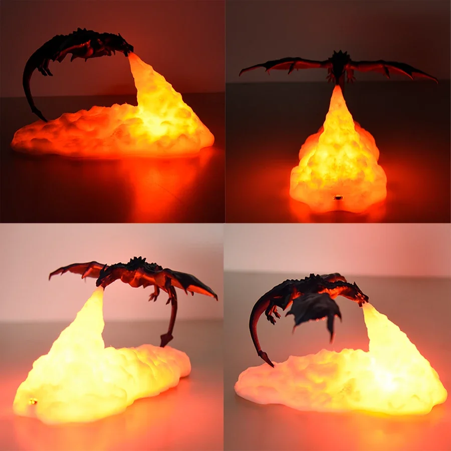 3D Printed Dragon LED Night Light USB Rechargeable Fire Glow Lamp for Kids Bedroom - Image 5