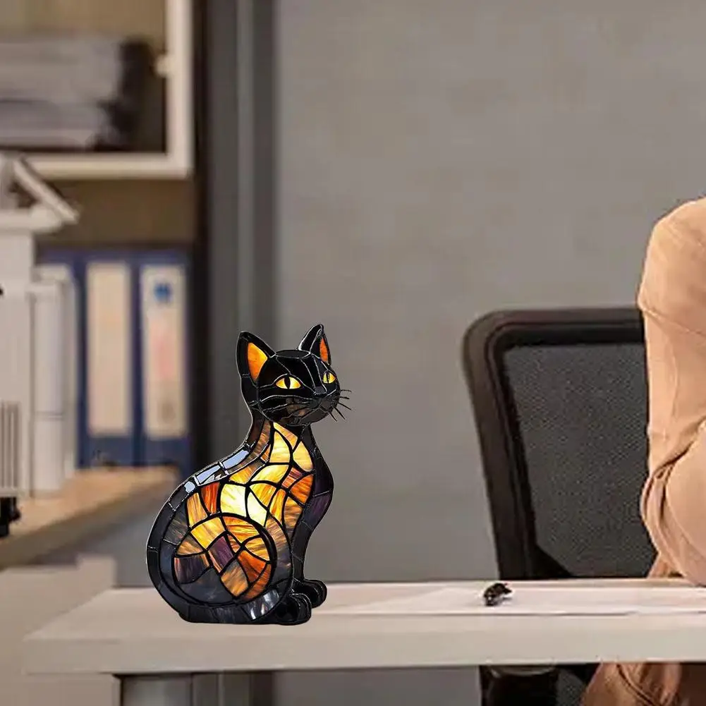 3D Retro Magic Stained Glass Cat Lamp Nightstand LED Multi-Color Cute Gift 2025 - Image 4