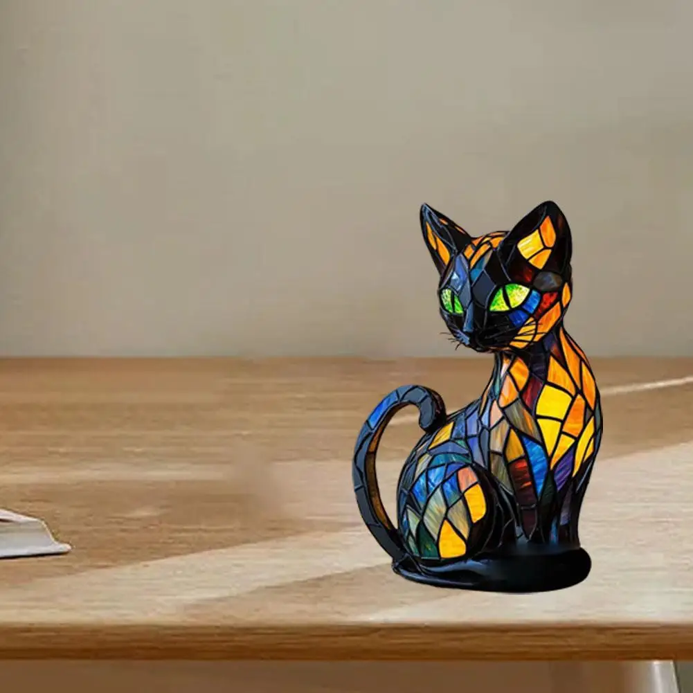 3D Retro Magic Stained Glass Cat Lamp Nightstand LED Multi-Color Cute Gift 2025 - Image 6