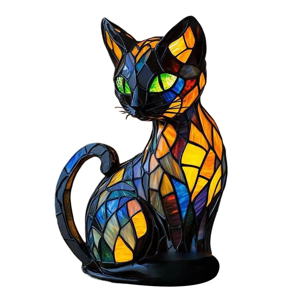 3D Retro Magic Stained Glass Cat Lamp Nightstand LED Multi-Color Cute Gift 2025 - Image 7