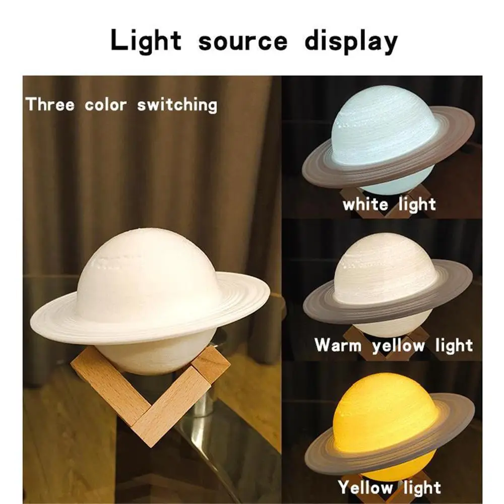 3D Saturn Moon Lamp 16 Color LED Night Light Remote Touch Bedroom Kids Gift - Image 4