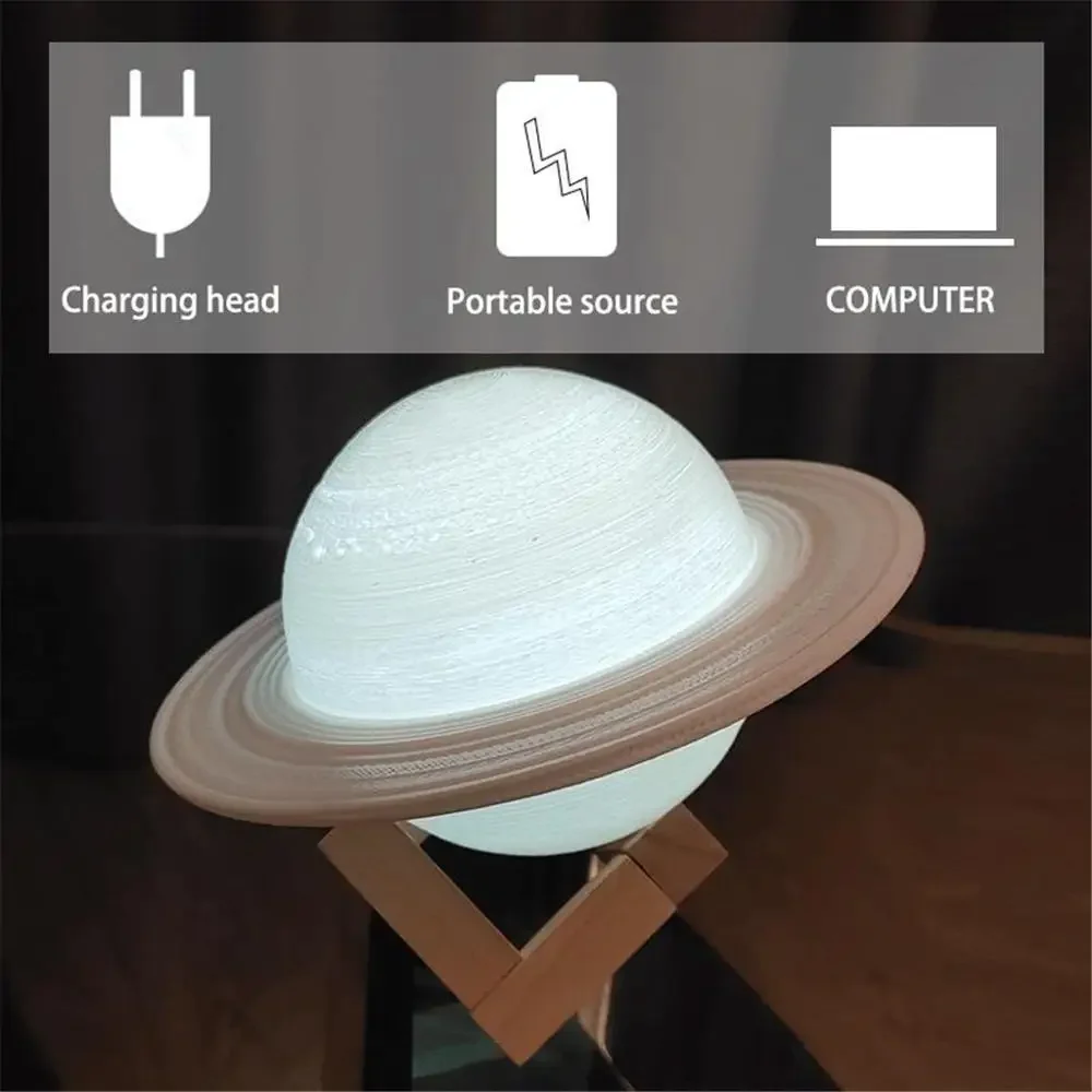 3D Saturn Moon Lamp 16 Color LED Night Light Remote Touch Bedroom Kids Gift - Image 5