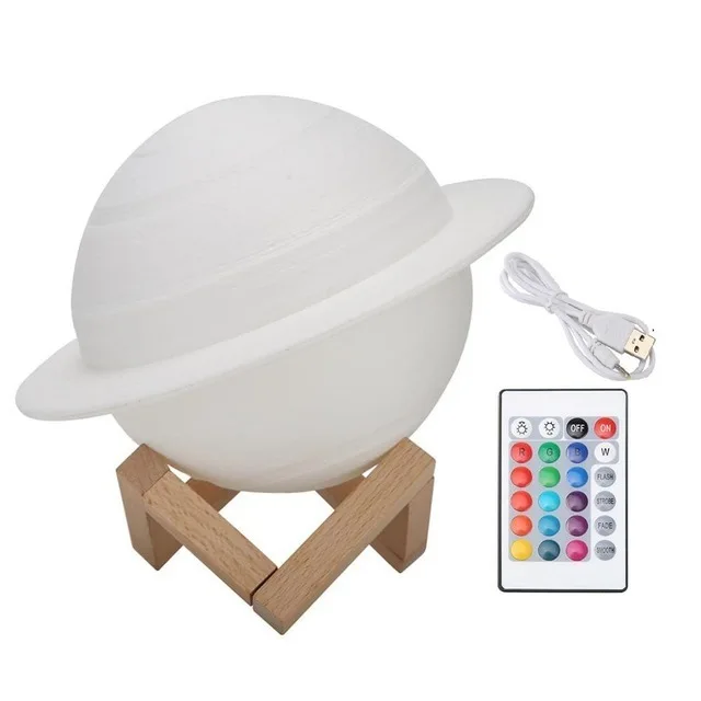 3D Saturn Moon Lamp 16 Color LED Night Light Remote Touch Bedroom Kids Gift - Image 8