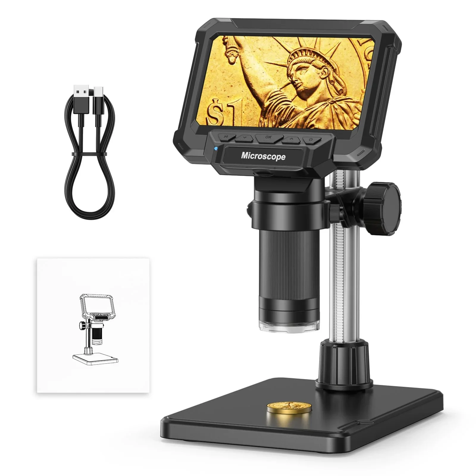 4.3 Inch Coin Microscope 1920P HD with LED for PCB Repair PC View - Image 2