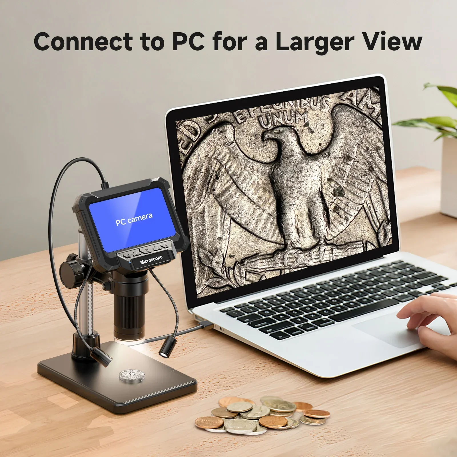 4.3 Inch Coin Microscope 1920P HD with LED for PCB Repair PC View - Image 7