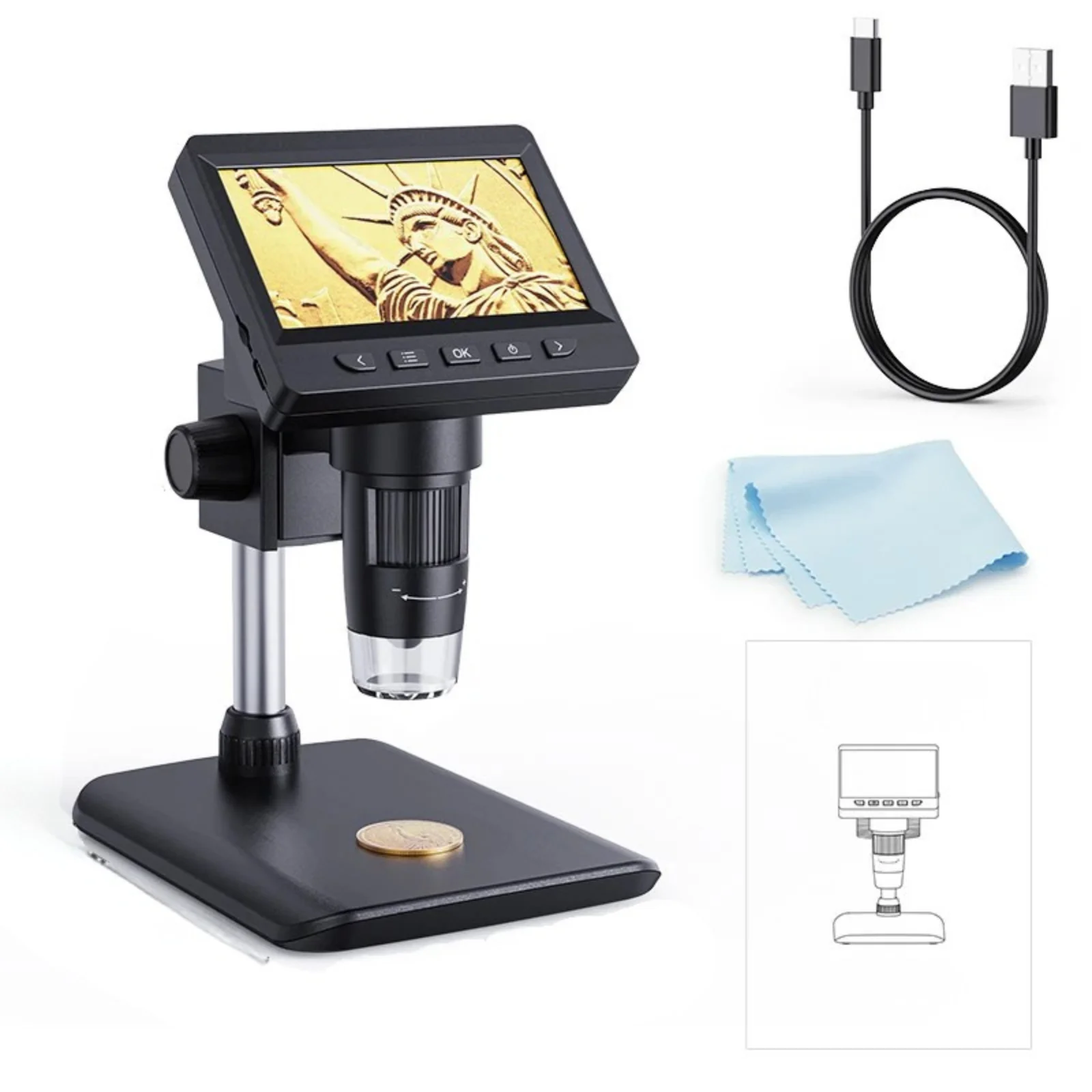 4.3 Inch IPS USB Digital Microscope 1000X Coin Soldering Repair Camera - Image 7
