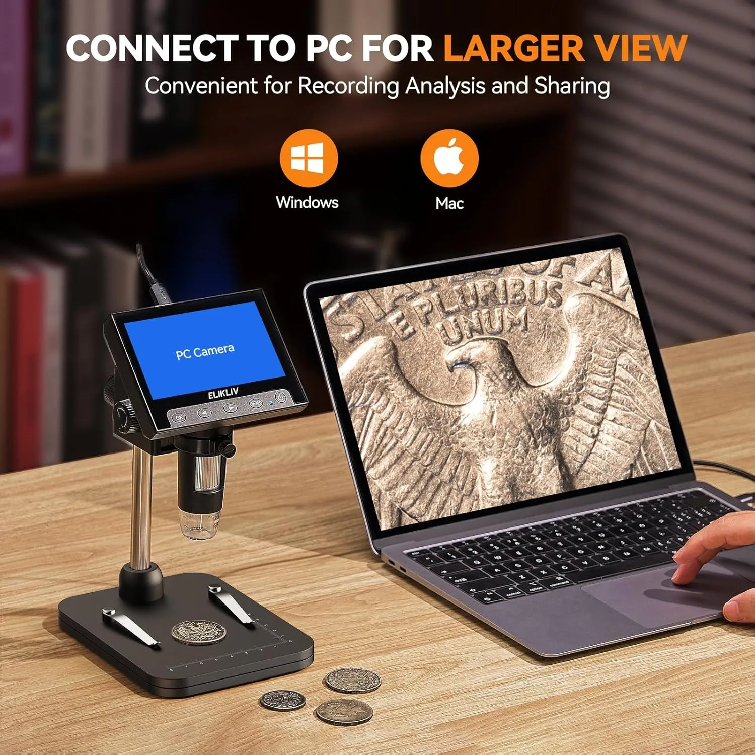 4.3 Inch LCD Digital Microscope 1000X Coin Repair Camera with LED for PC - Image 6