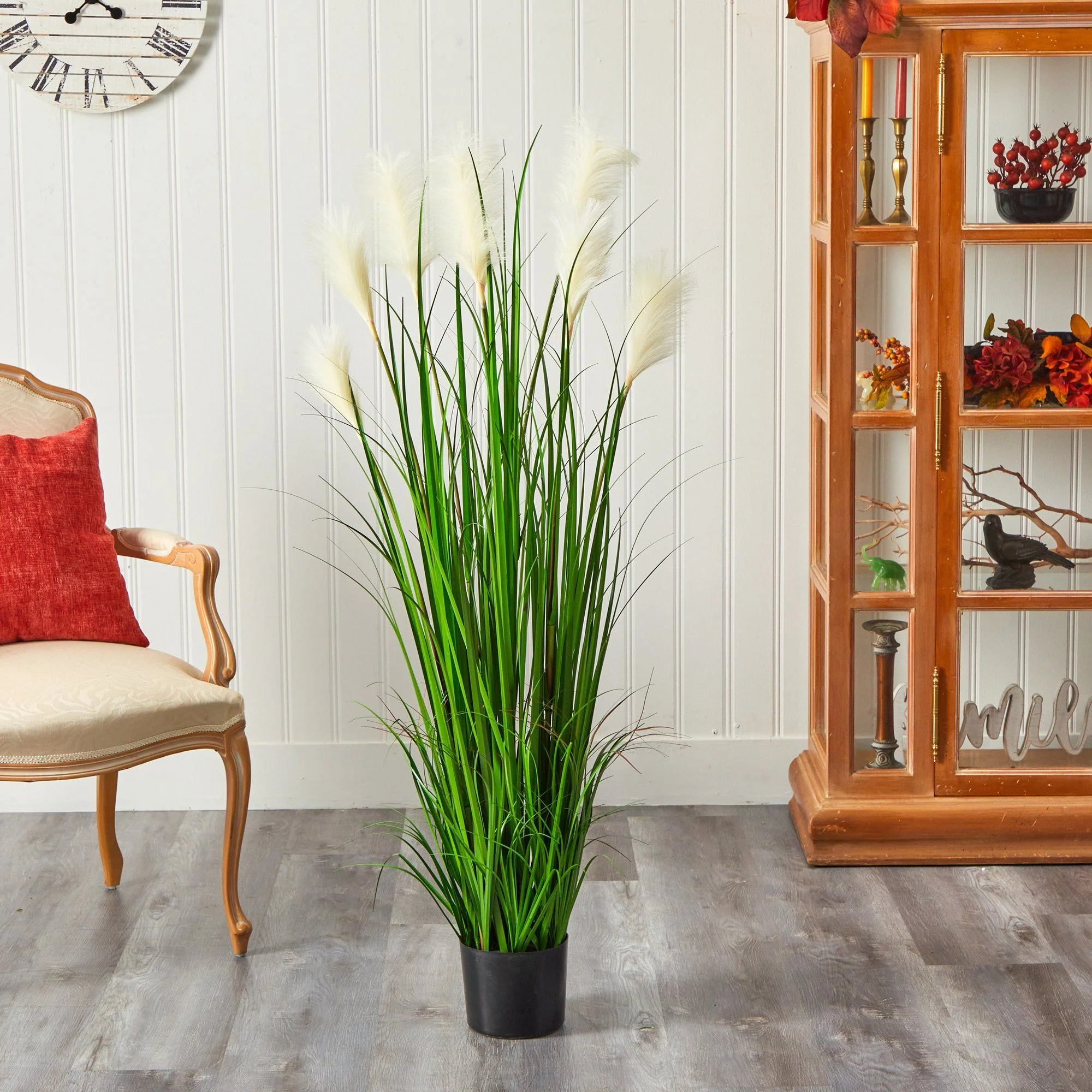 4.5’ Artificial Plum Grass Plant with Creamy Plumes - Image 4