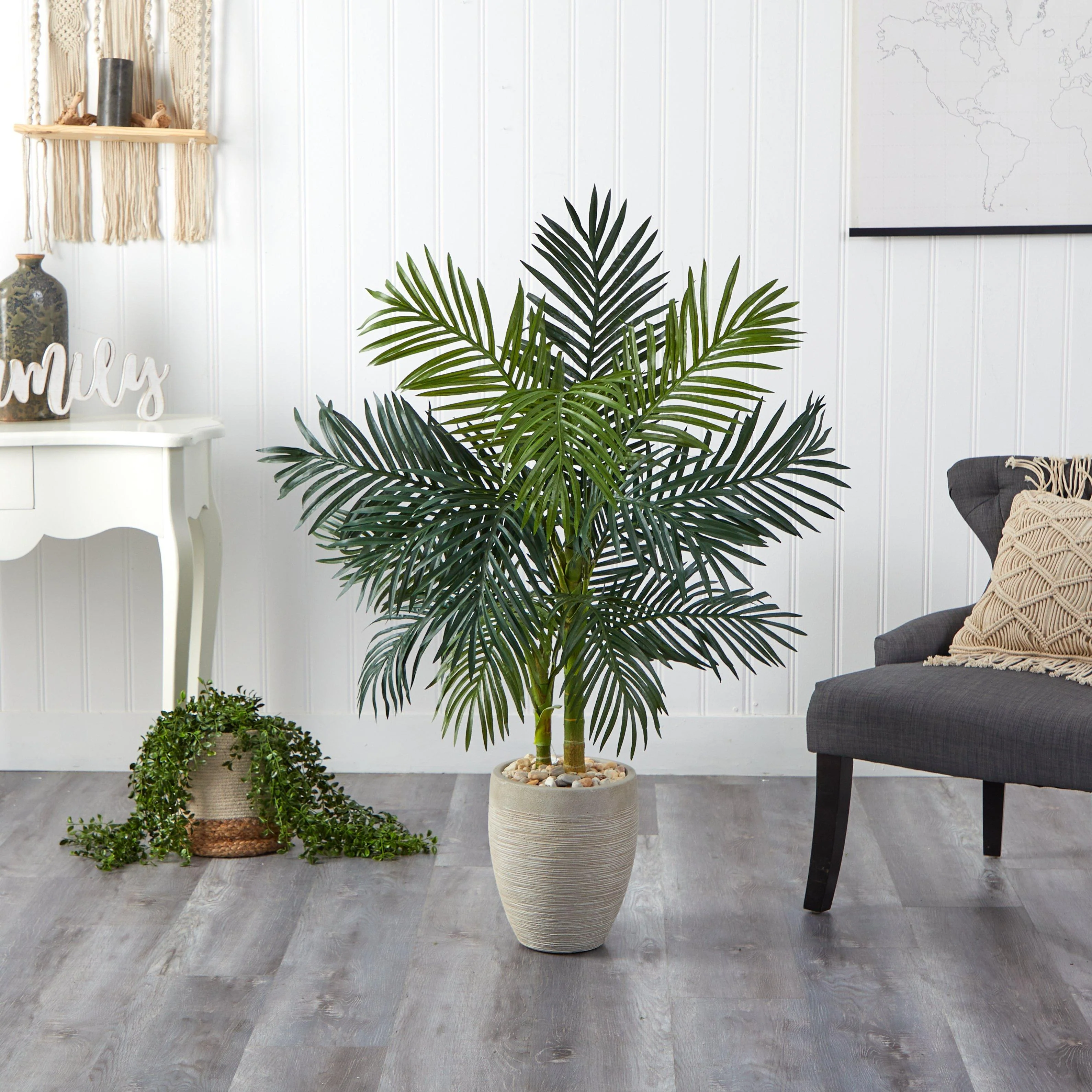 4.5’ Golden Cane Palm Artificial Tree in Oval Planter - Image 3