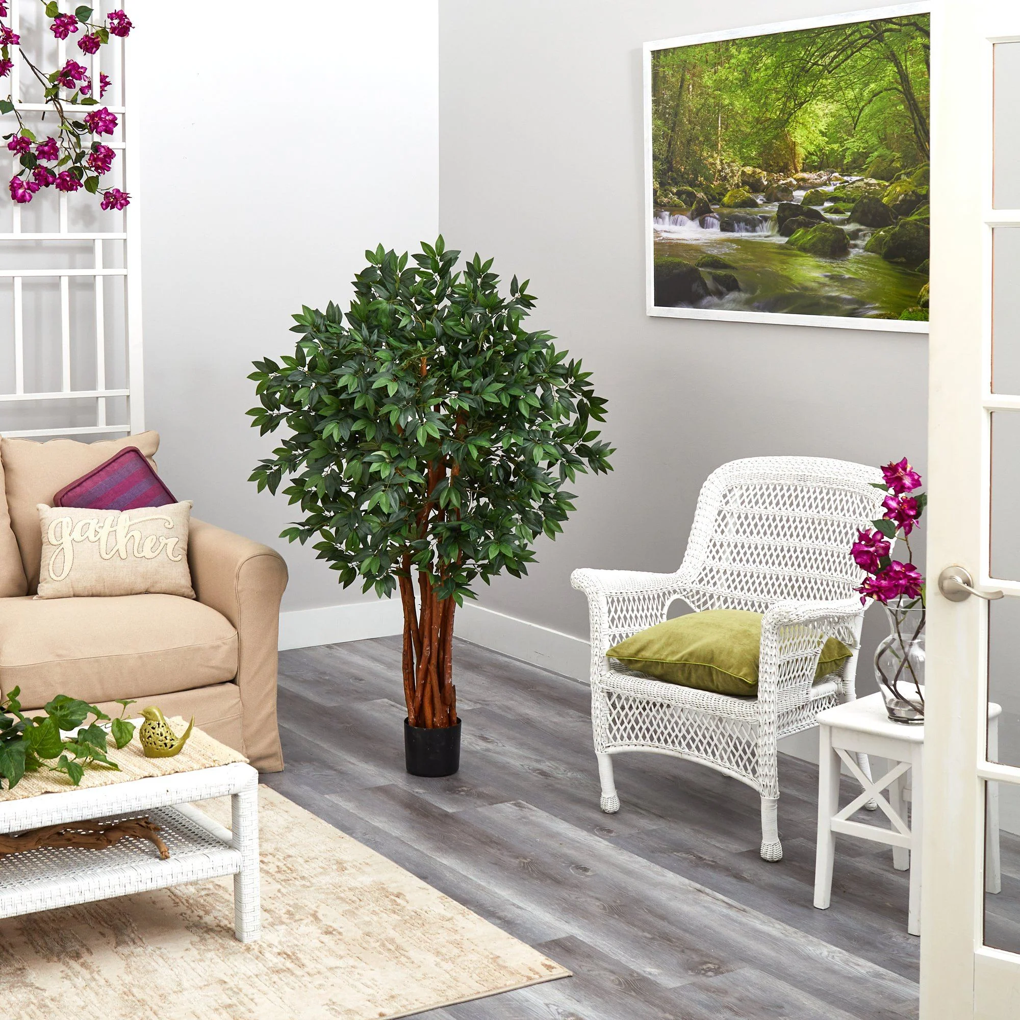 4.5’ Lychee Artificial Tree with Natural Trunk - Image 3