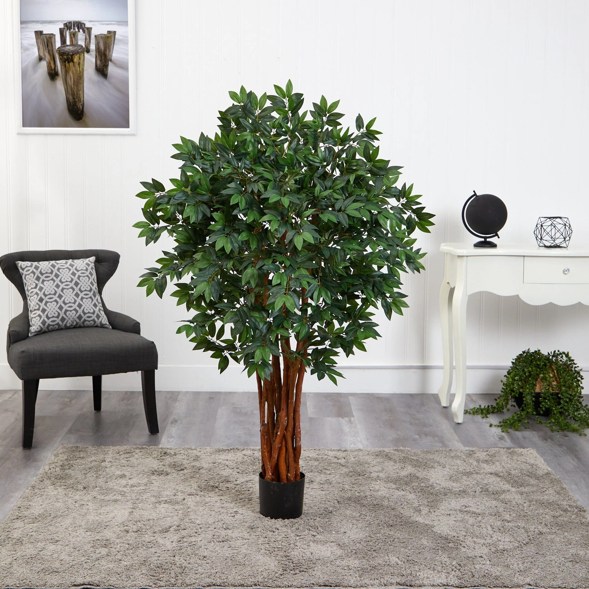 4.5’ Lychee Artificial Tree with Natural Trunk - Image 4