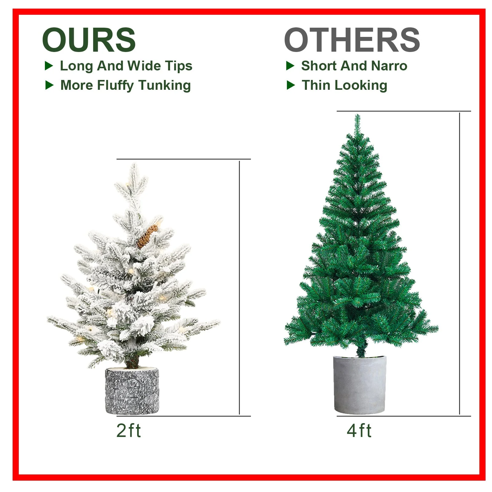 4.5FT Flocked Christmas Tree with Pot Base and LED Lights - Image 10