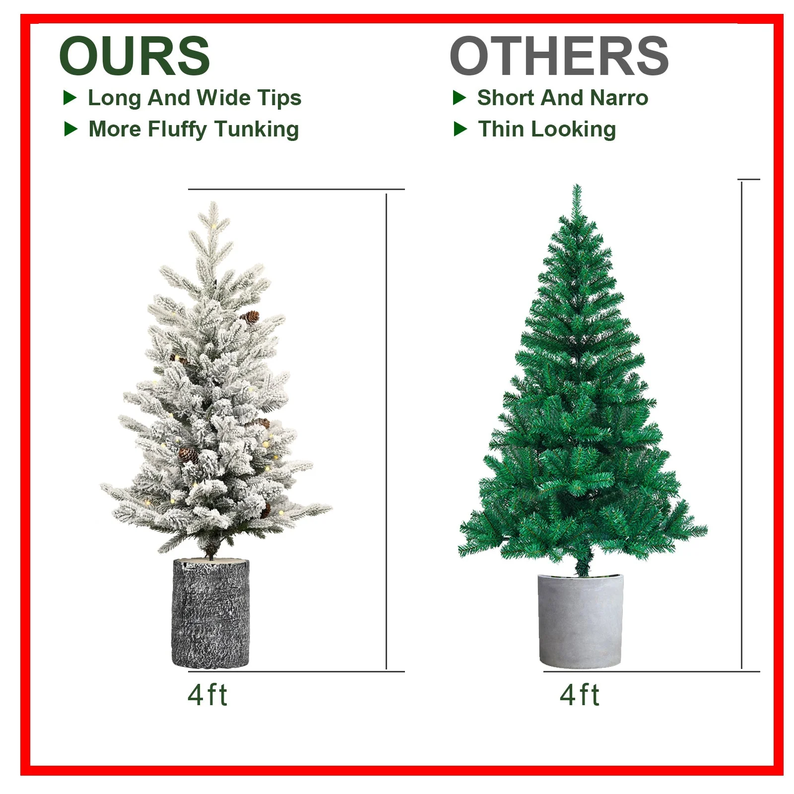 4.5FT Flocked Christmas Tree with Pot Base and LED Lights - Image 11