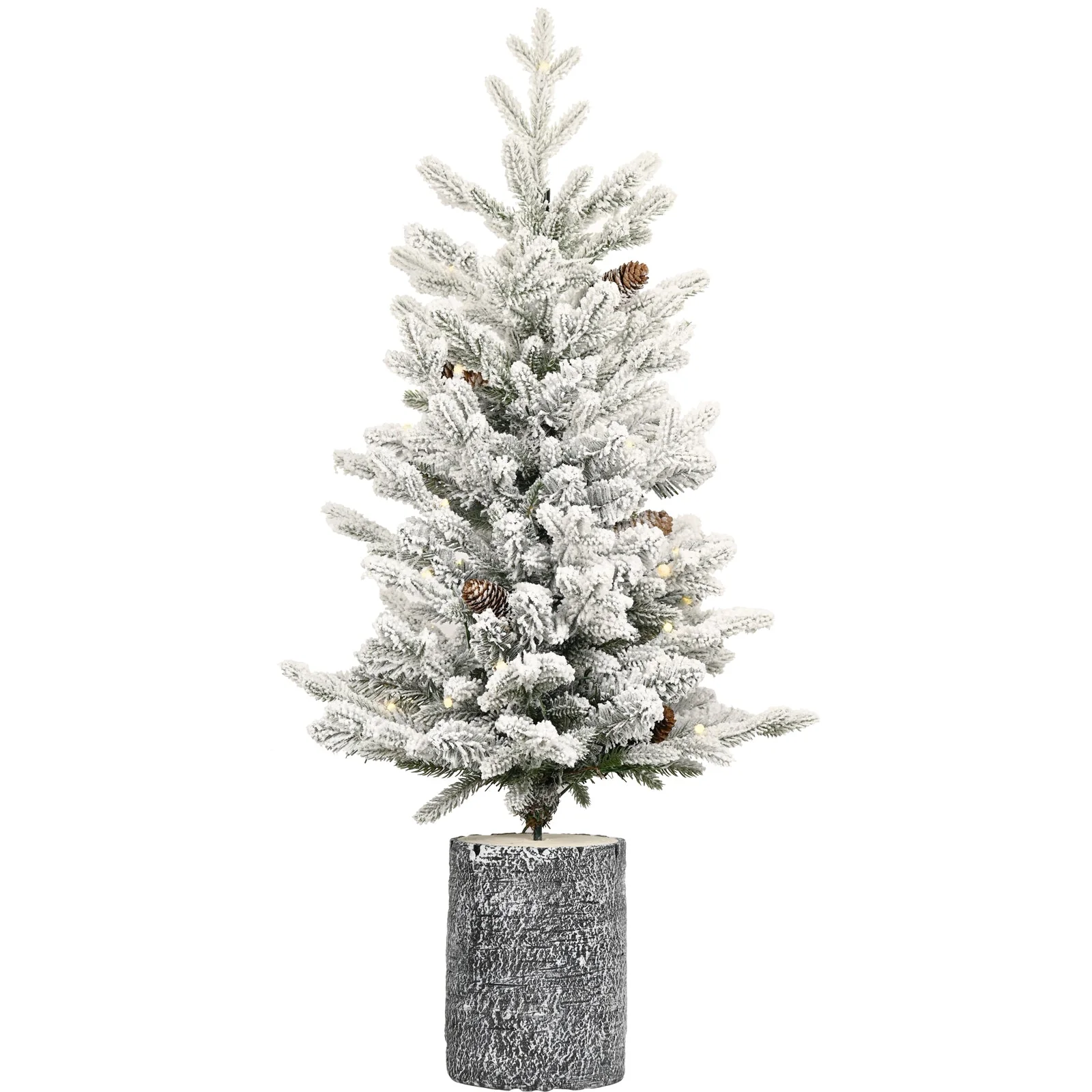 4.5FT Flocked Christmas Tree with Pot Base and LED Lights - Image 14