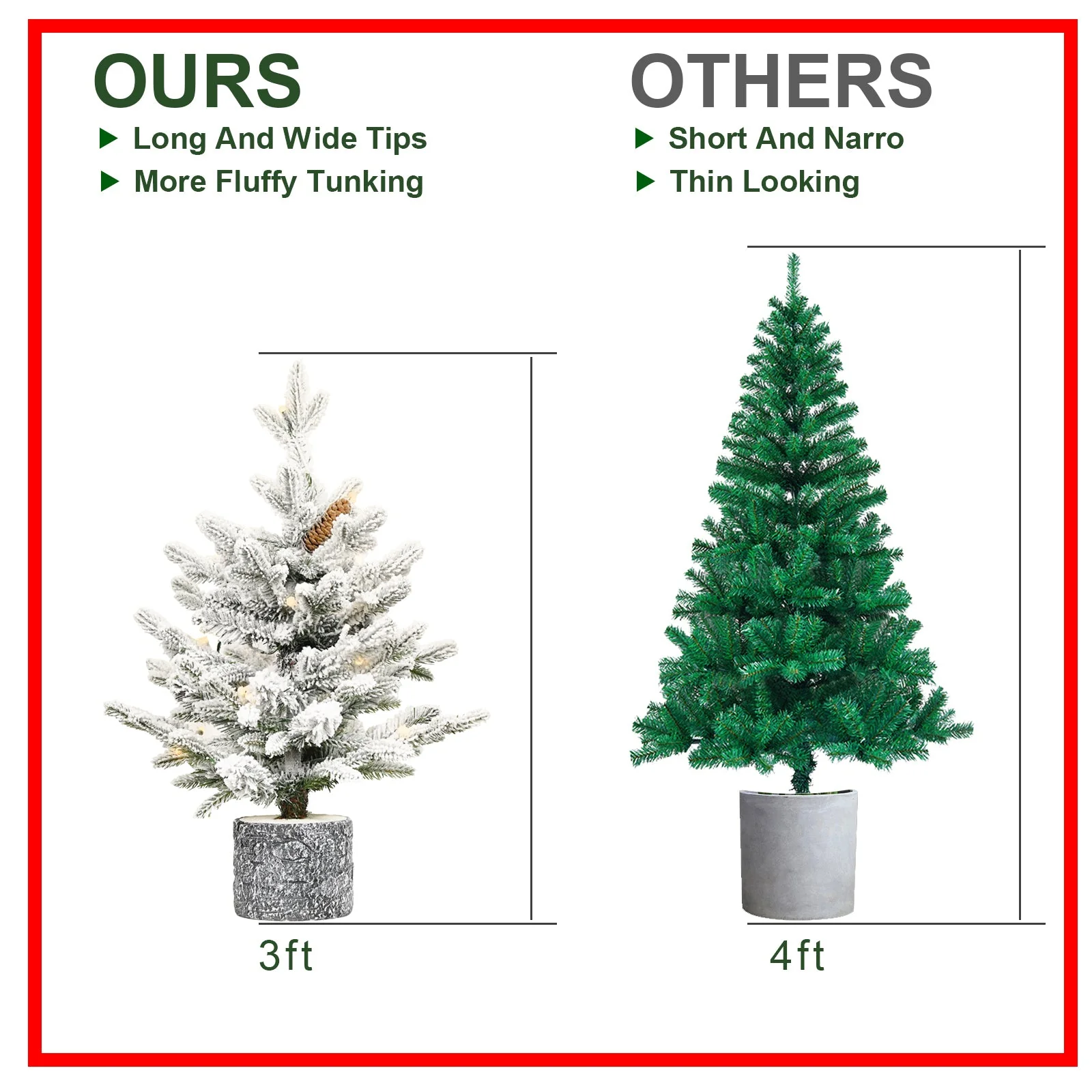 4.5FT Flocked Christmas Tree with Pot Base and LED Lights - Image 9