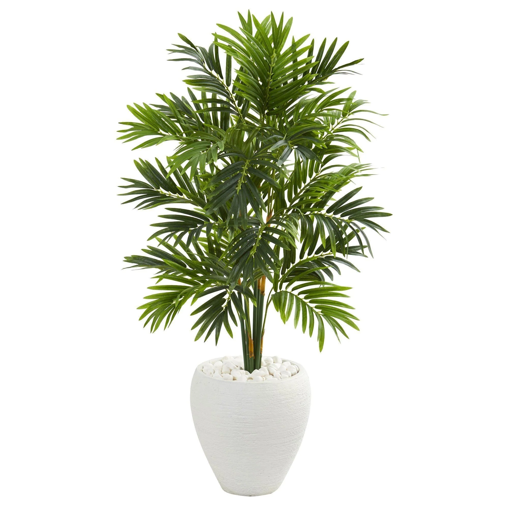 4’ Areca Artificial Palm Tree in White Planter - Image 5