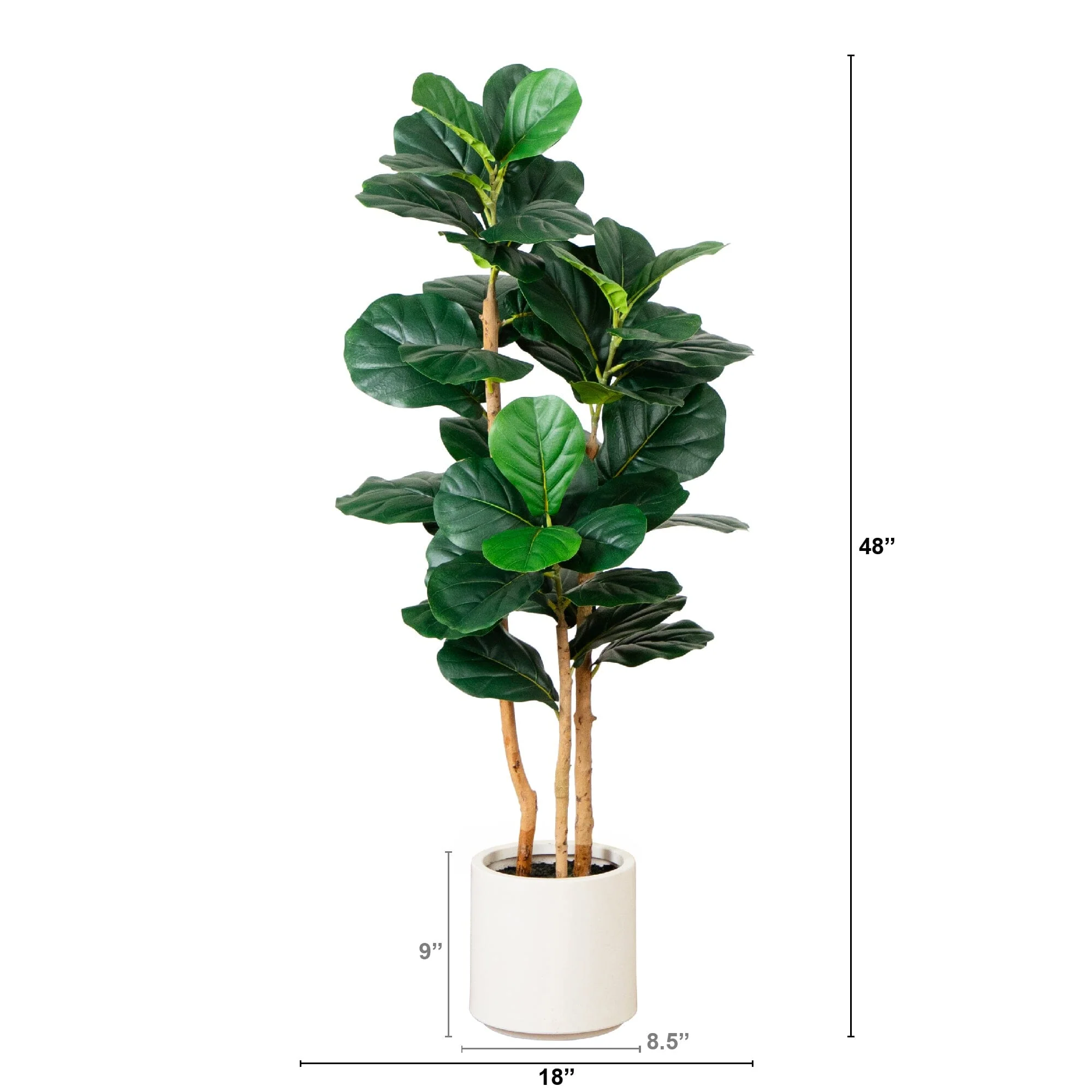 4’ Artificial Fiddle Leaf Tree in Decorative White Planter - Image 6
