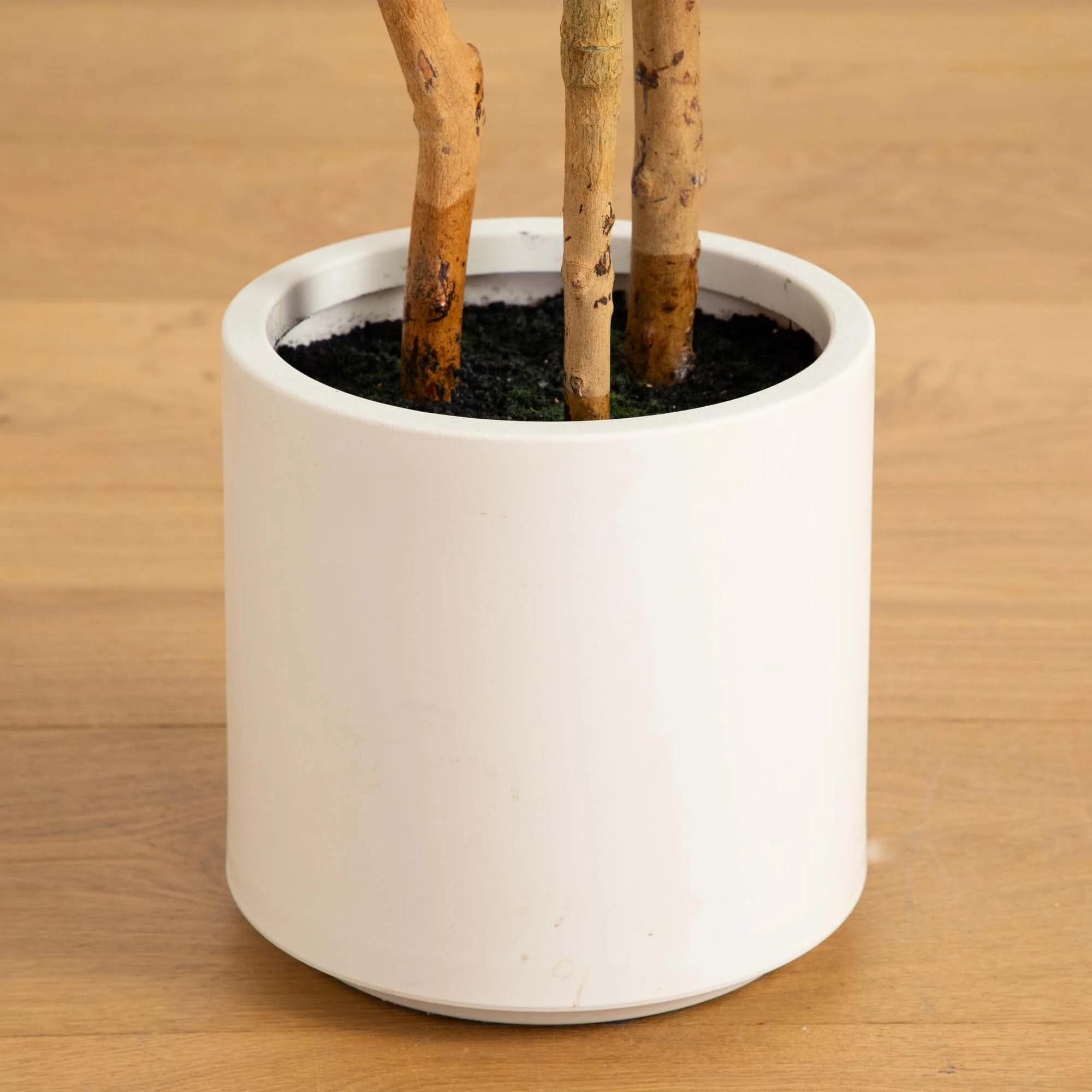 4’ Artificial Fiddle Leaf Tree in Decorative White Planter - Image 7