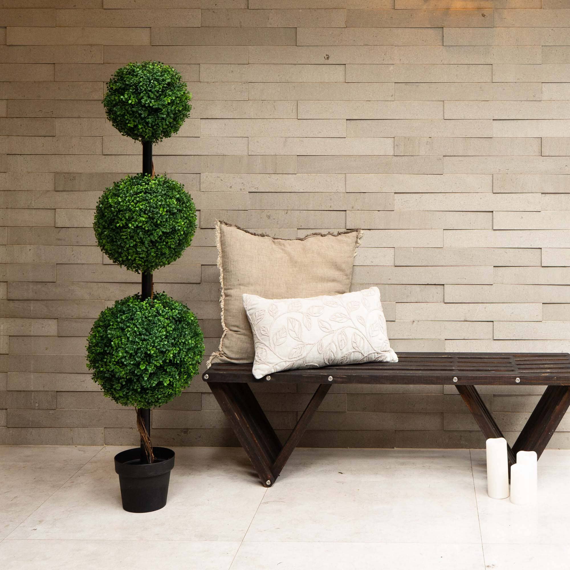 4’ Artificial Triple Ball Boxwood Topiary Tree (Indoor/Outdoor) - Image 3
