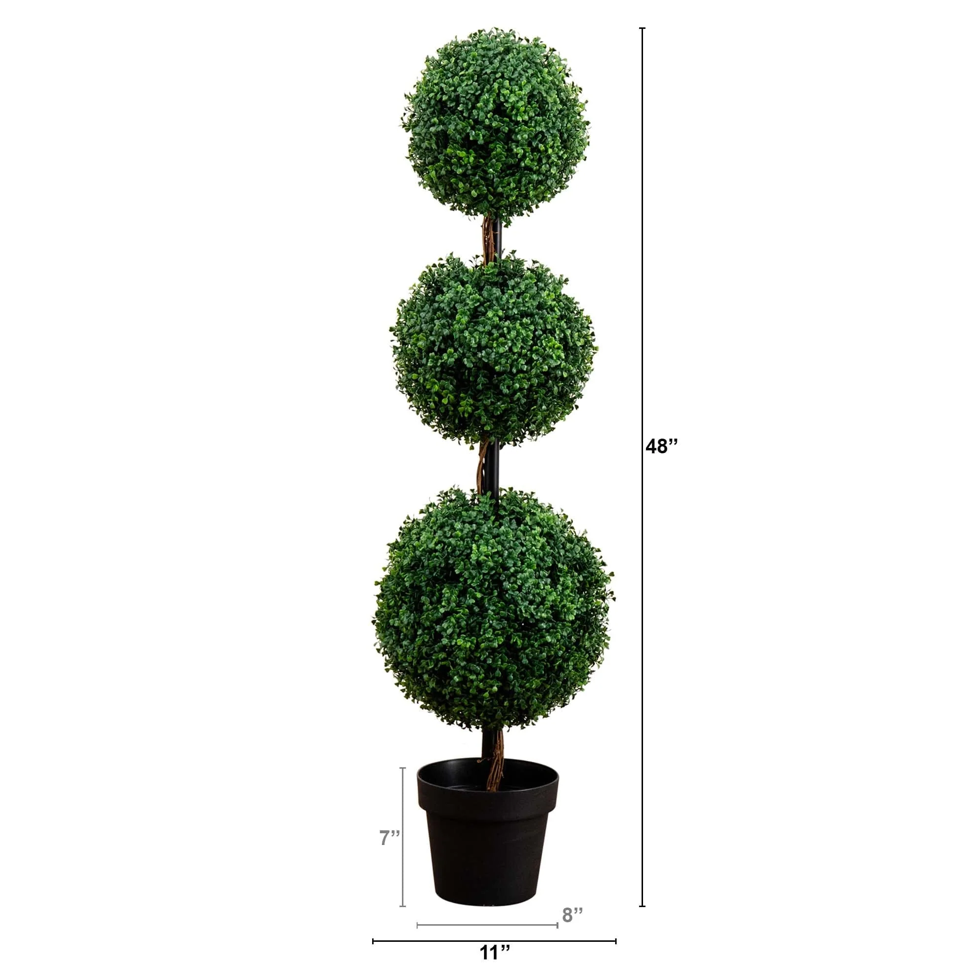 4’ Artificial Triple Ball Boxwood Topiary Tree (Indoor/Outdoor) - Image 6