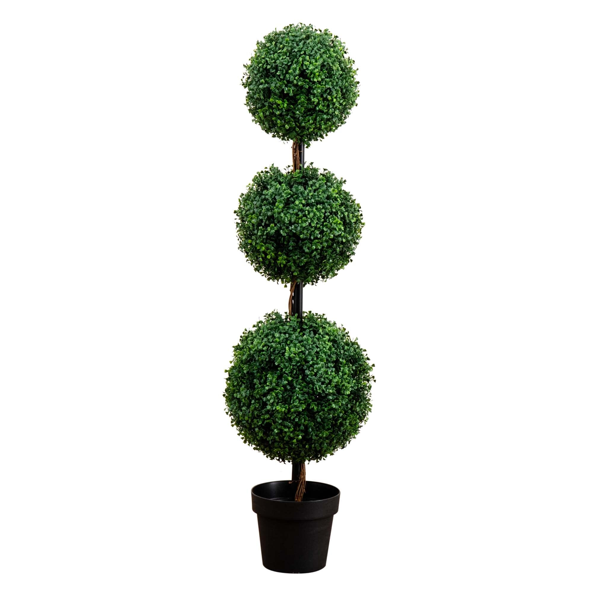 4’ Artificial Triple Ball Boxwood Topiary Tree (Indoor/Outdoor) - Image 7