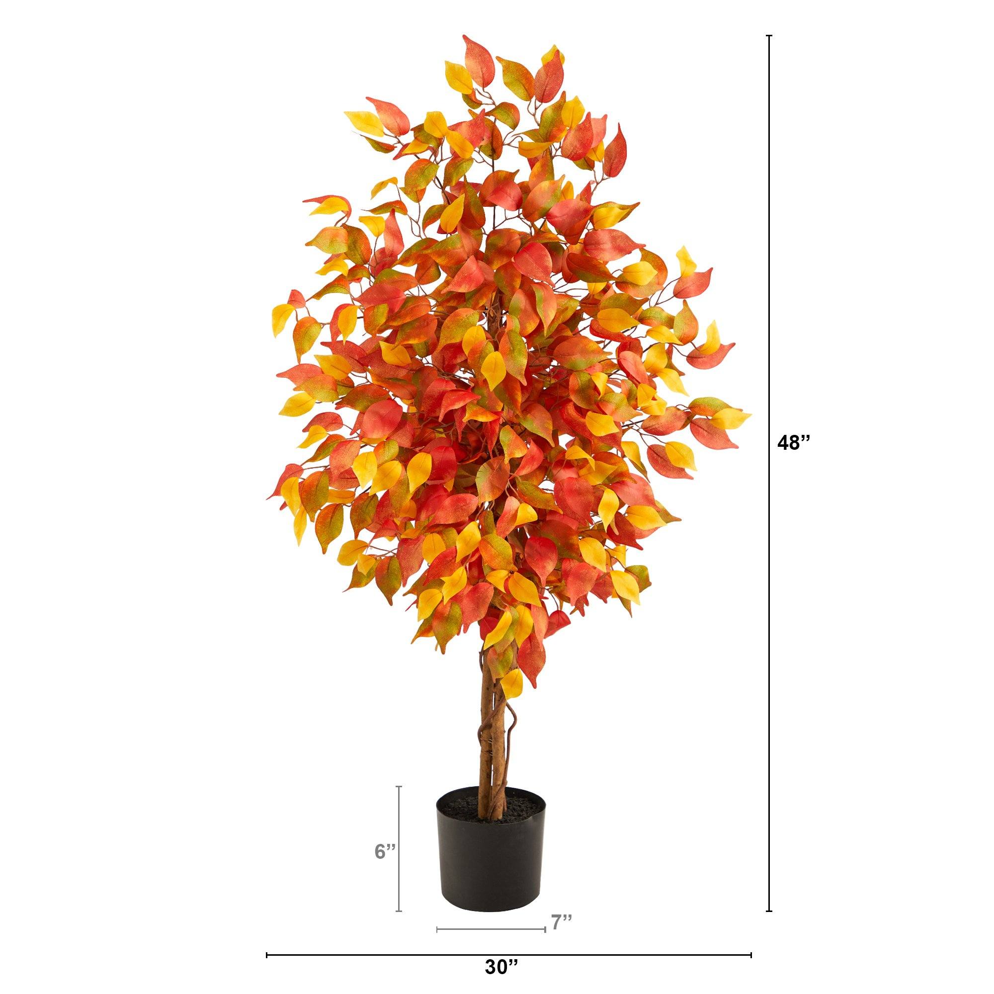 4’ Autumn Ficus Artificial Fall Tree - Image 2