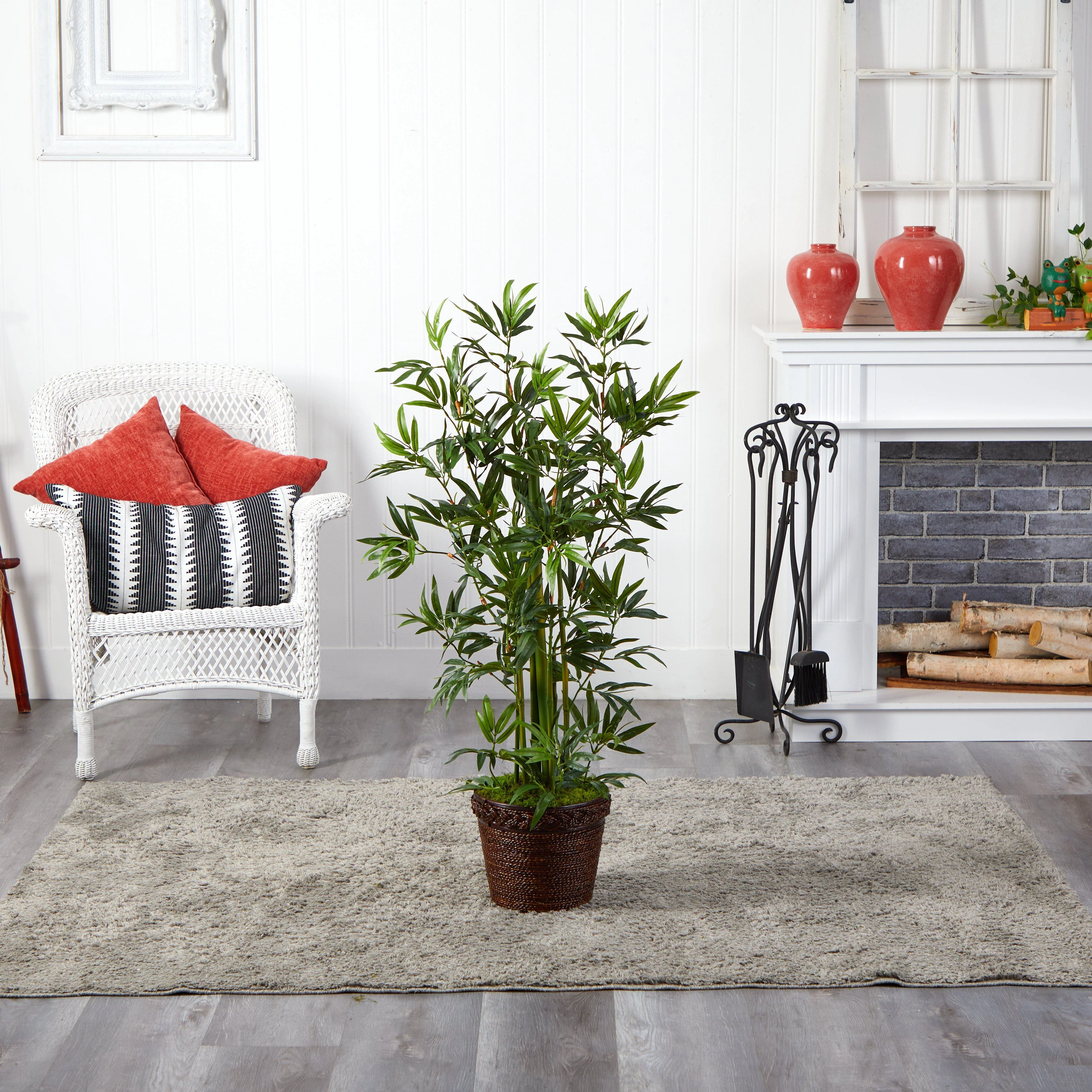 4’ Bamboo Tree in Coiled Rope Planter - Image 3
