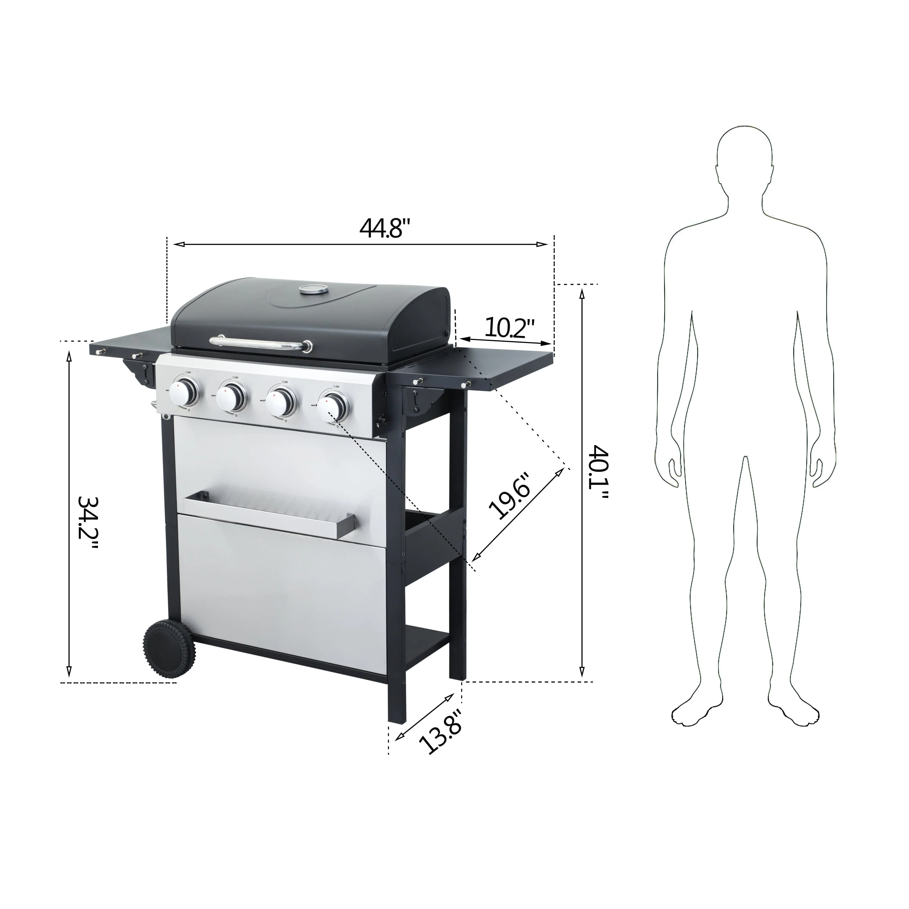 4-Burner Propane Gas BBQ Grill with Stainless Steel and Enamel Grids - Image 3