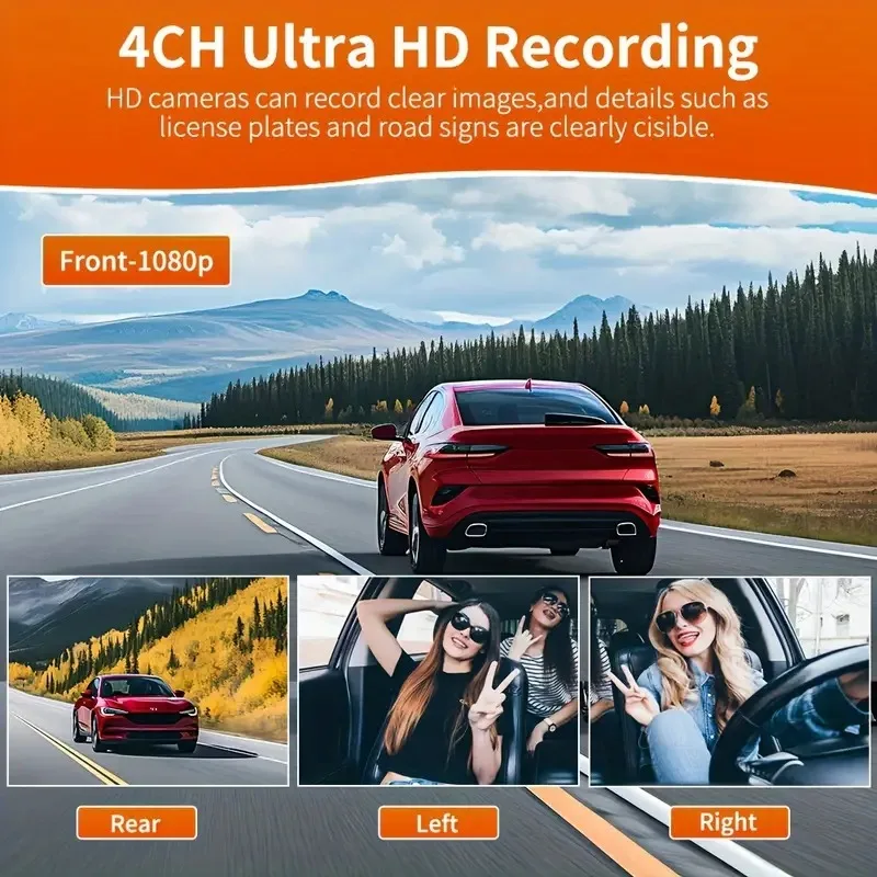4 Channel 360 Dash Cam Car DVR Front Rear Left Right Camera Parking Monitor - Image 2