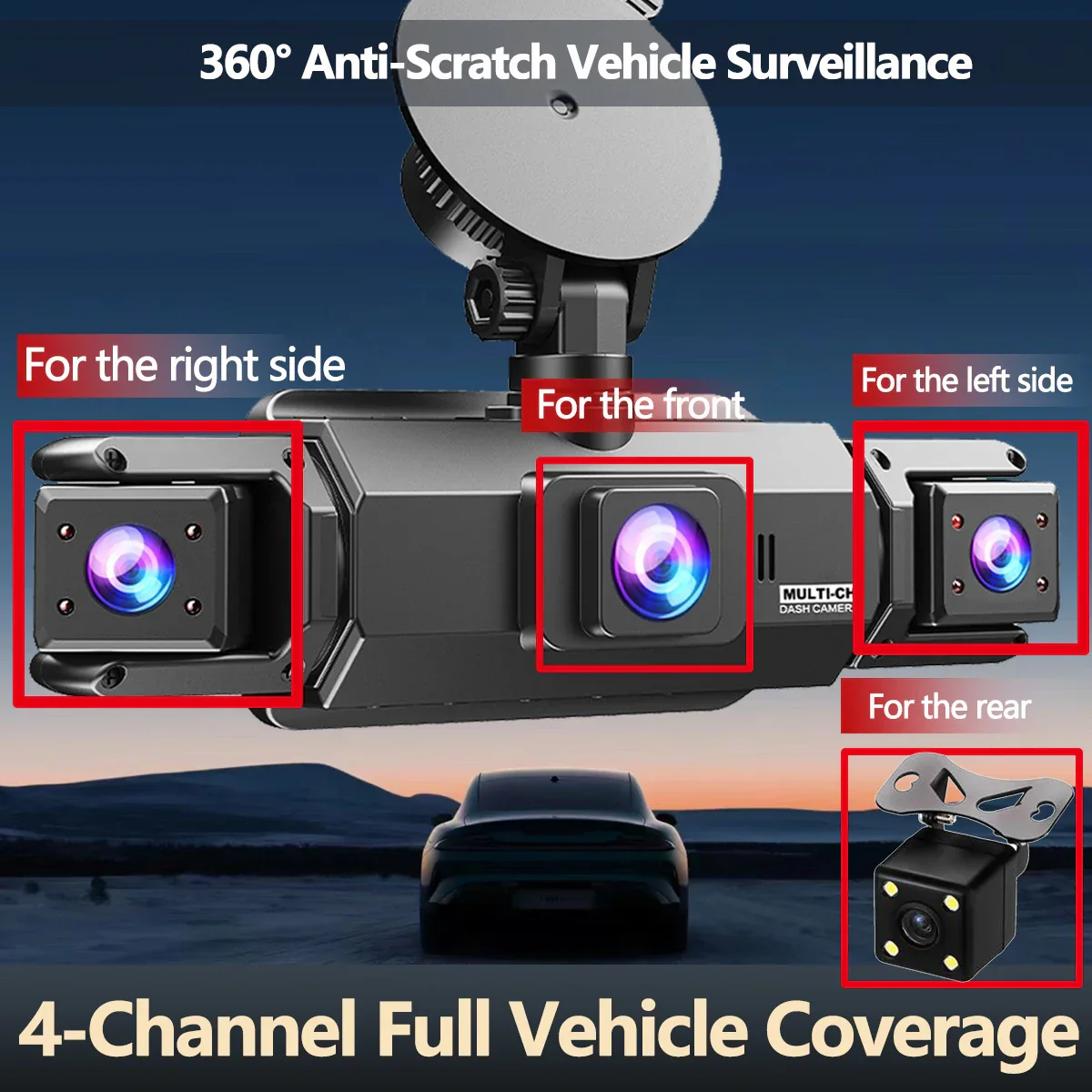 4 Channel 360 Dash Cam Car DVR Front Rear Left Right Camera Parking Monitor - Image 4