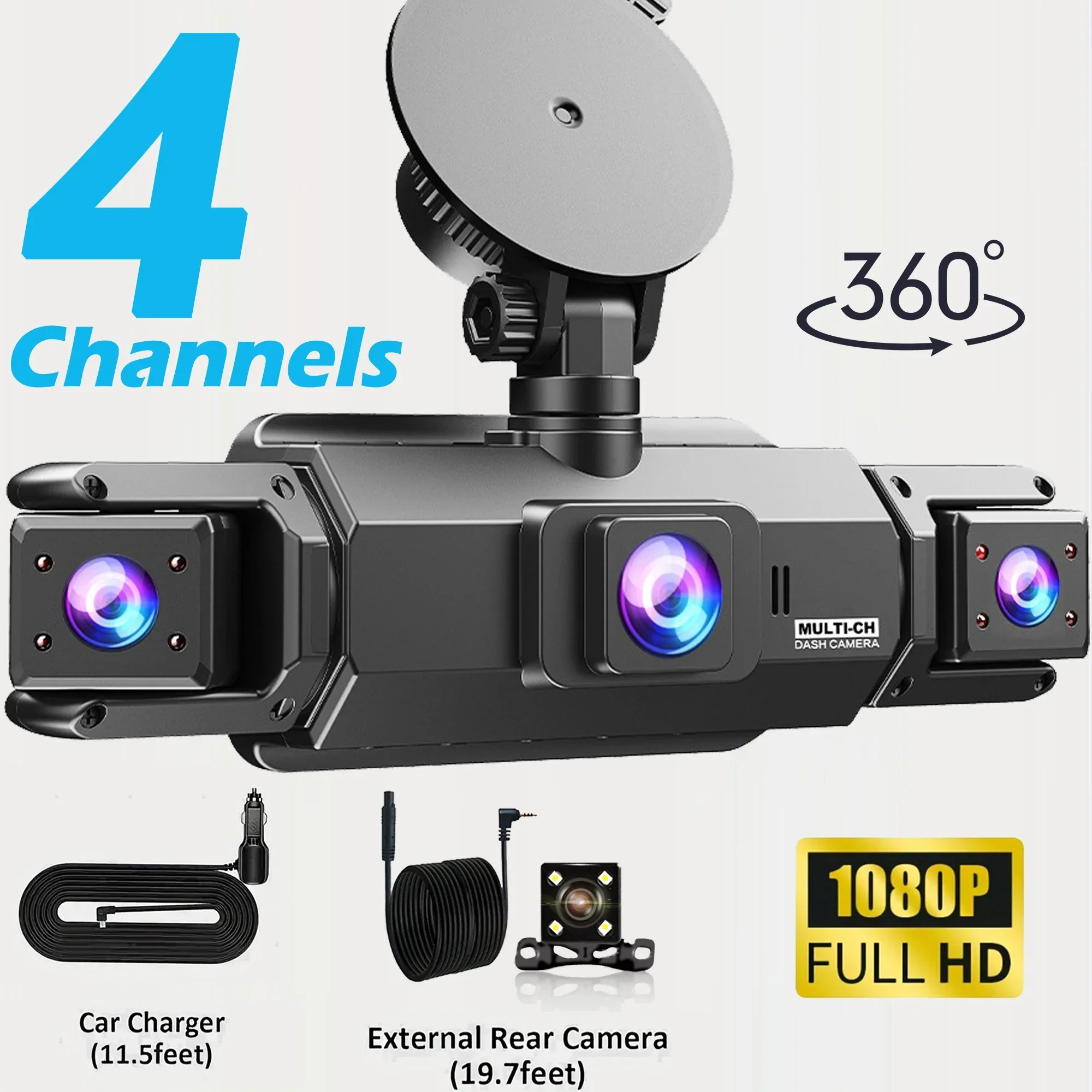 4 Channel 360 Dash Cam Car DVR Front Rear Left Right Camera Parking Monitor - Image 7
