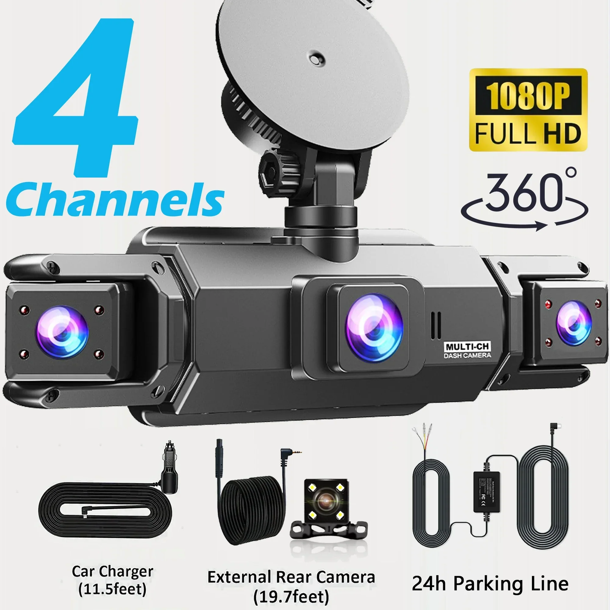 4 Channel 360 Dash Cam Car DVR Front Rear Left Right Camera Parking Monitor - Image 8