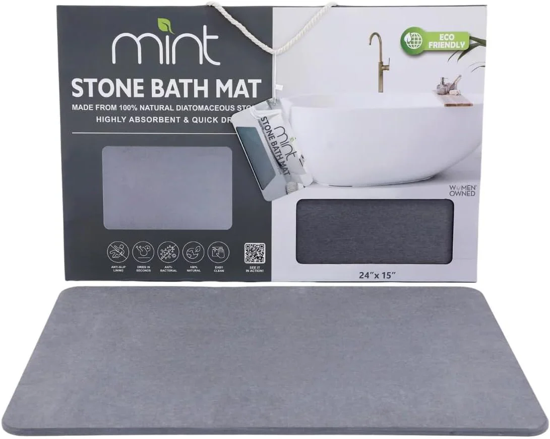 4 Colors! - 24" x 15" Diatomaceous Quick-Drying Stone Bath Mat - Image 7