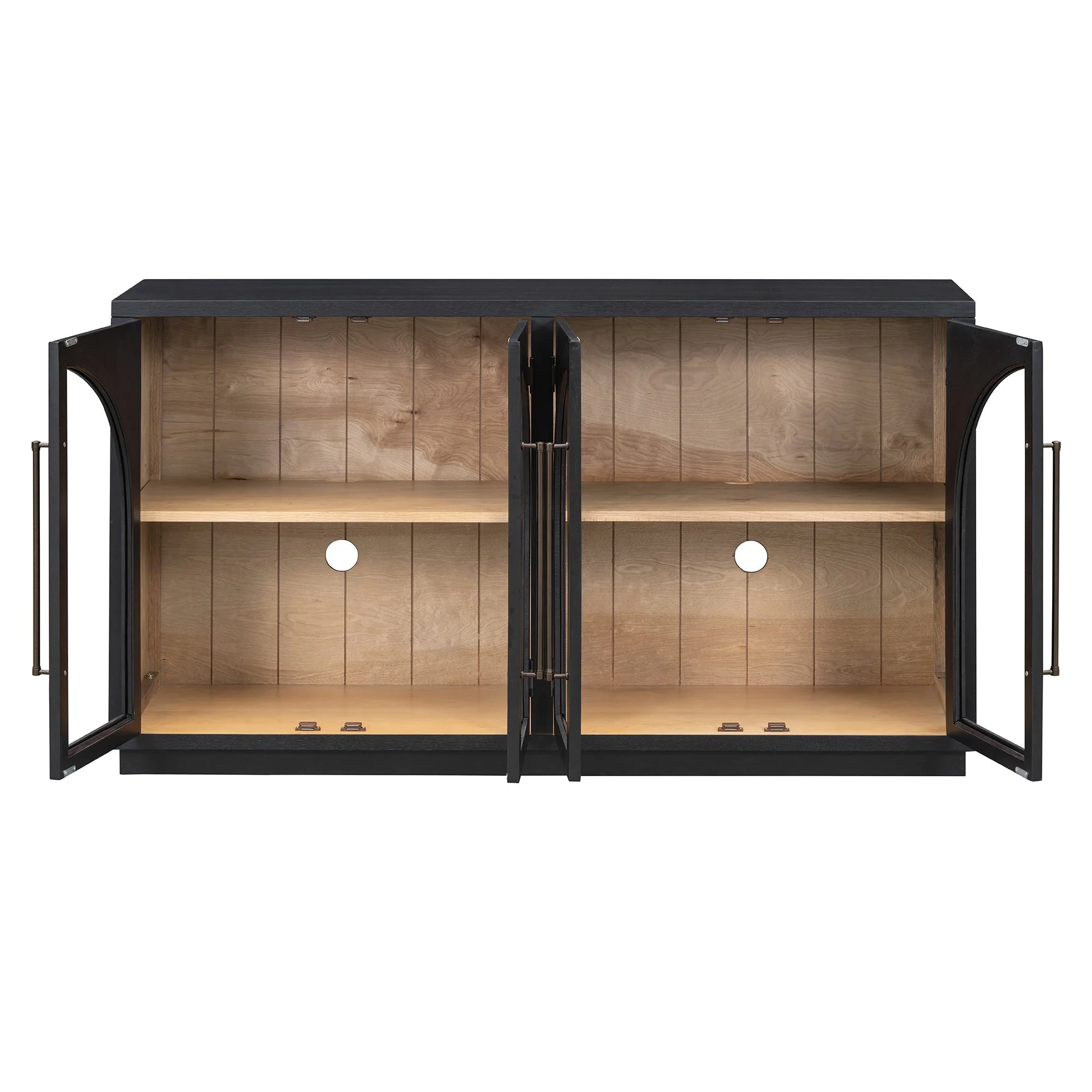 4-Door Large Storage Sideboard Buffet Cabinet with Glass Doors (Black) - Image 11