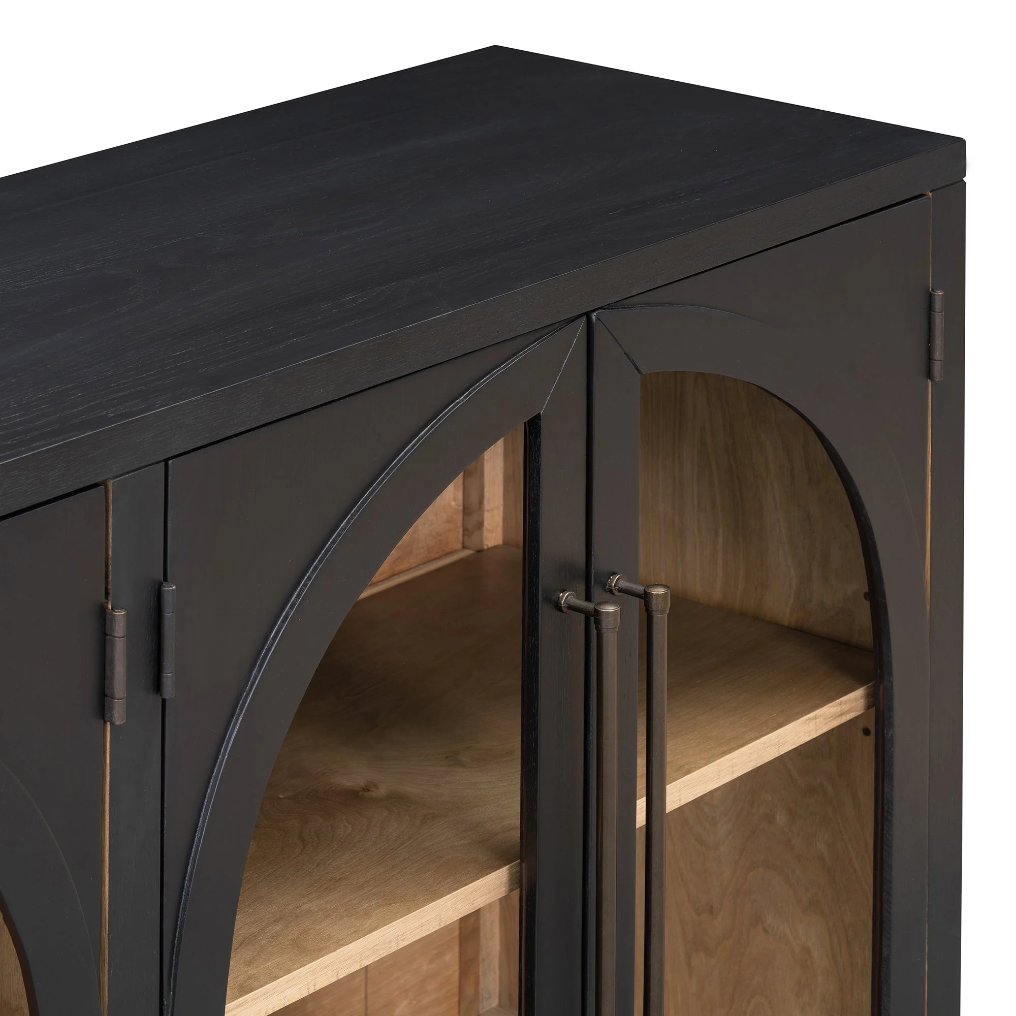 4-Door Large Storage Sideboard Buffet Cabinet with Glass Doors (Black) - Image 12