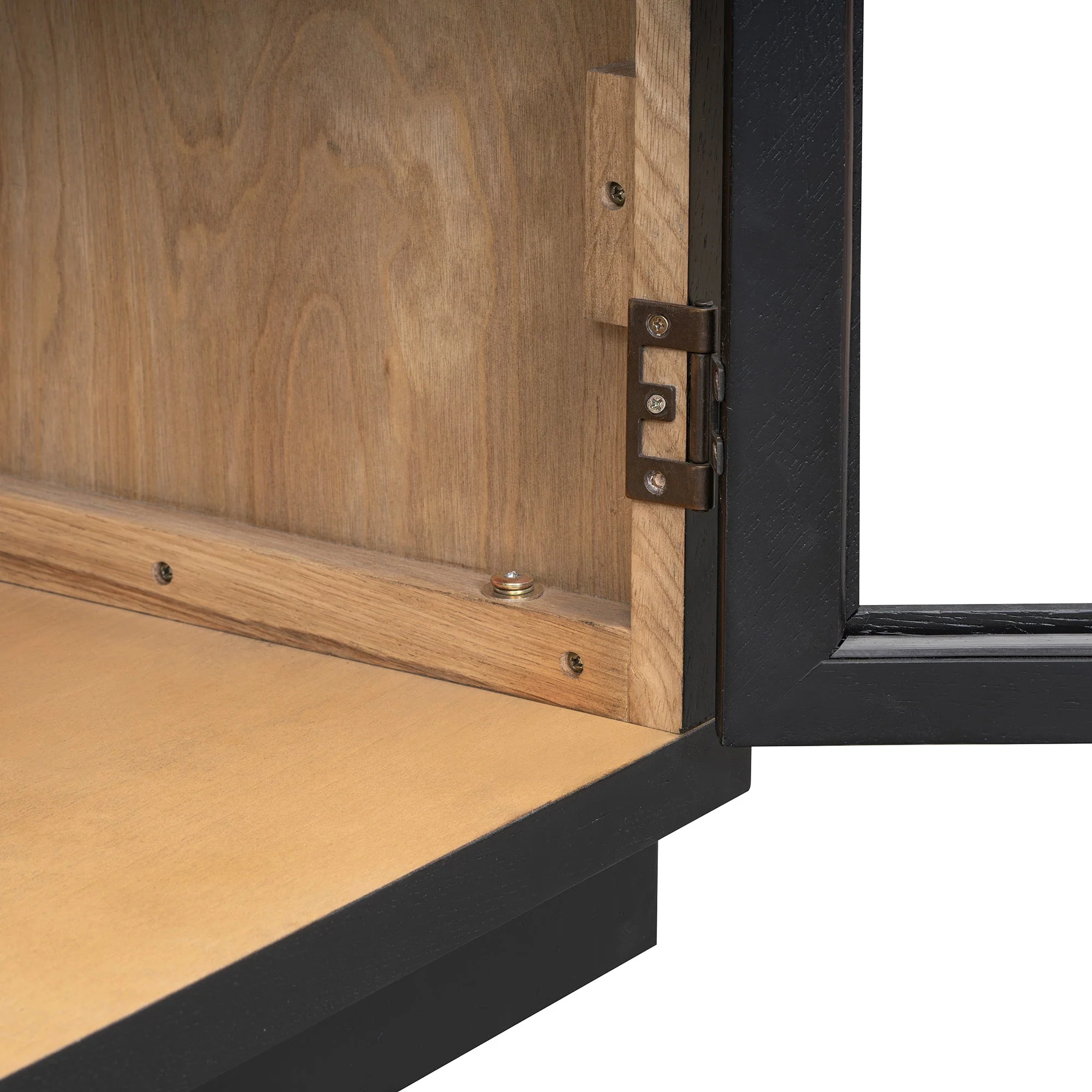 4-Door Large Storage Sideboard Buffet Cabinet with Glass Doors (Black) - Image 16