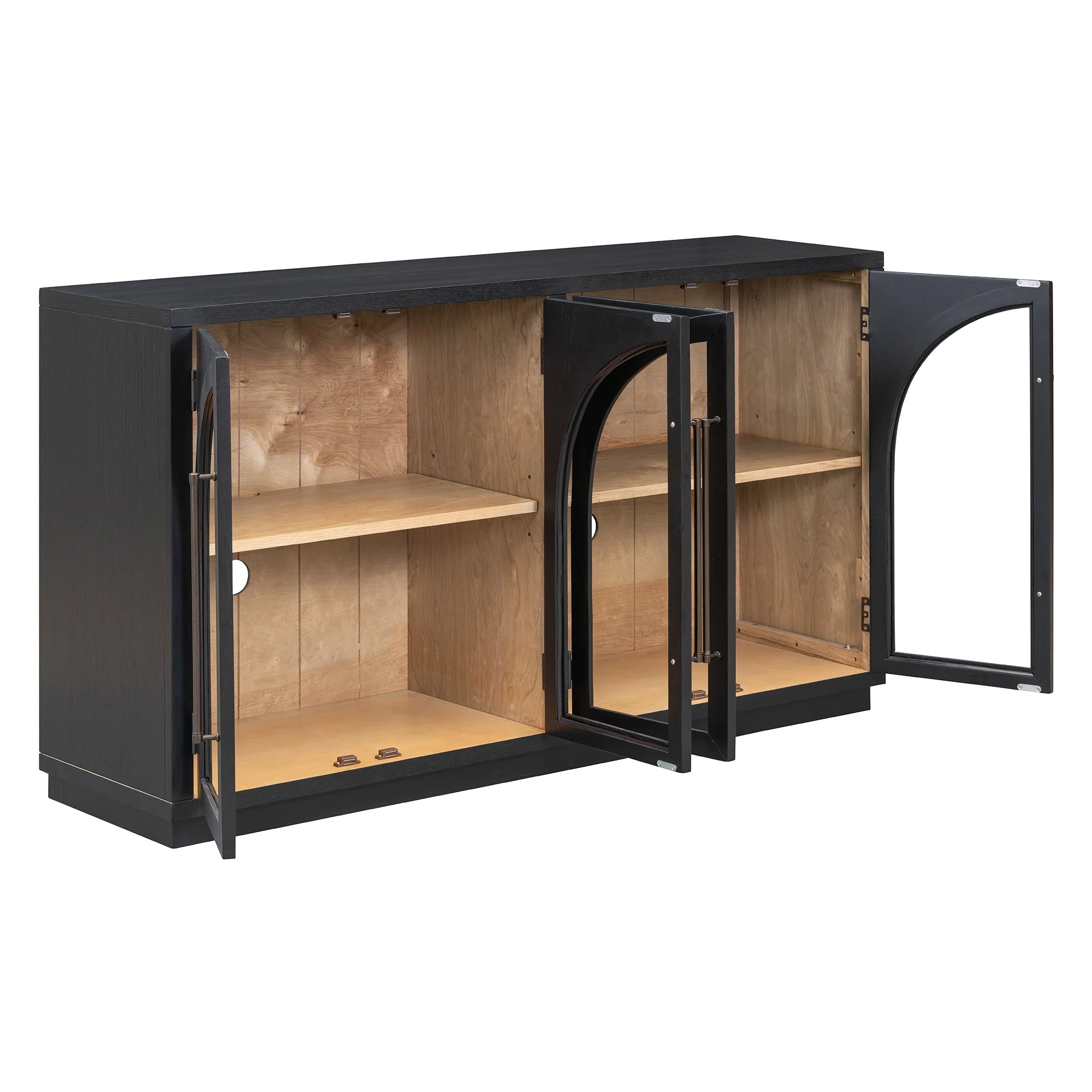 4-Door Large Storage Sideboard Buffet Cabinet with Glass Doors (Black) - Image 20