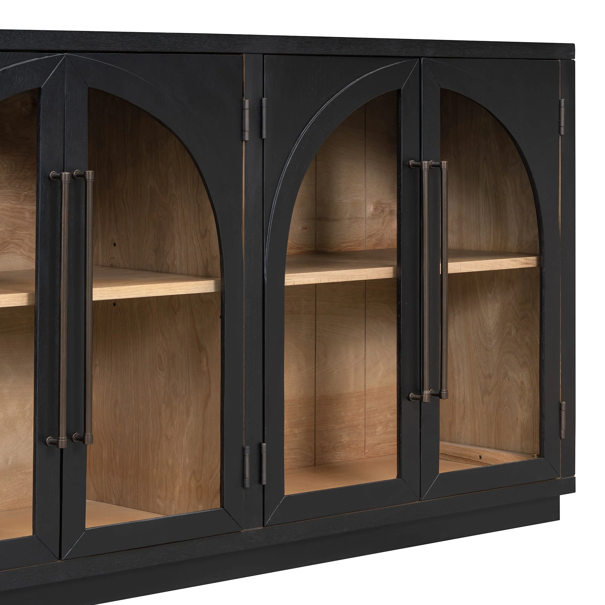 4-Door Large Storage Sideboard Buffet Cabinet with Glass Doors (Black) - Image 23