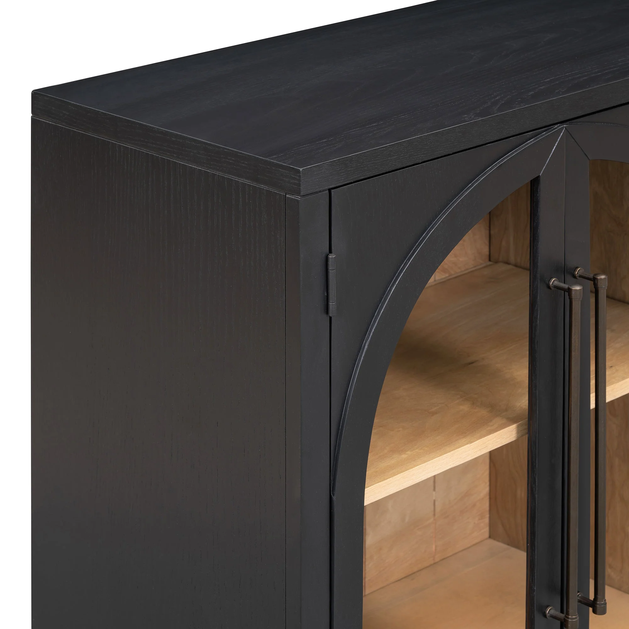 4-Door Large Storage Sideboard Buffet Cabinet with Glass Doors (Black) - Image 25