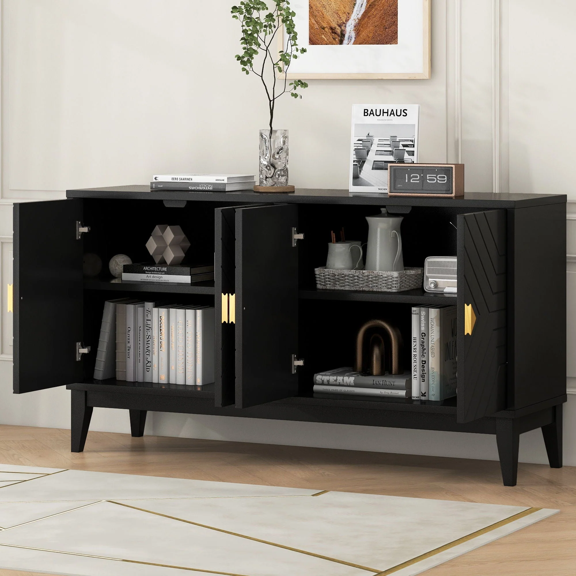 4 Door Sideboard Storage Cabinet For Living Room And Dining Room - Image 4