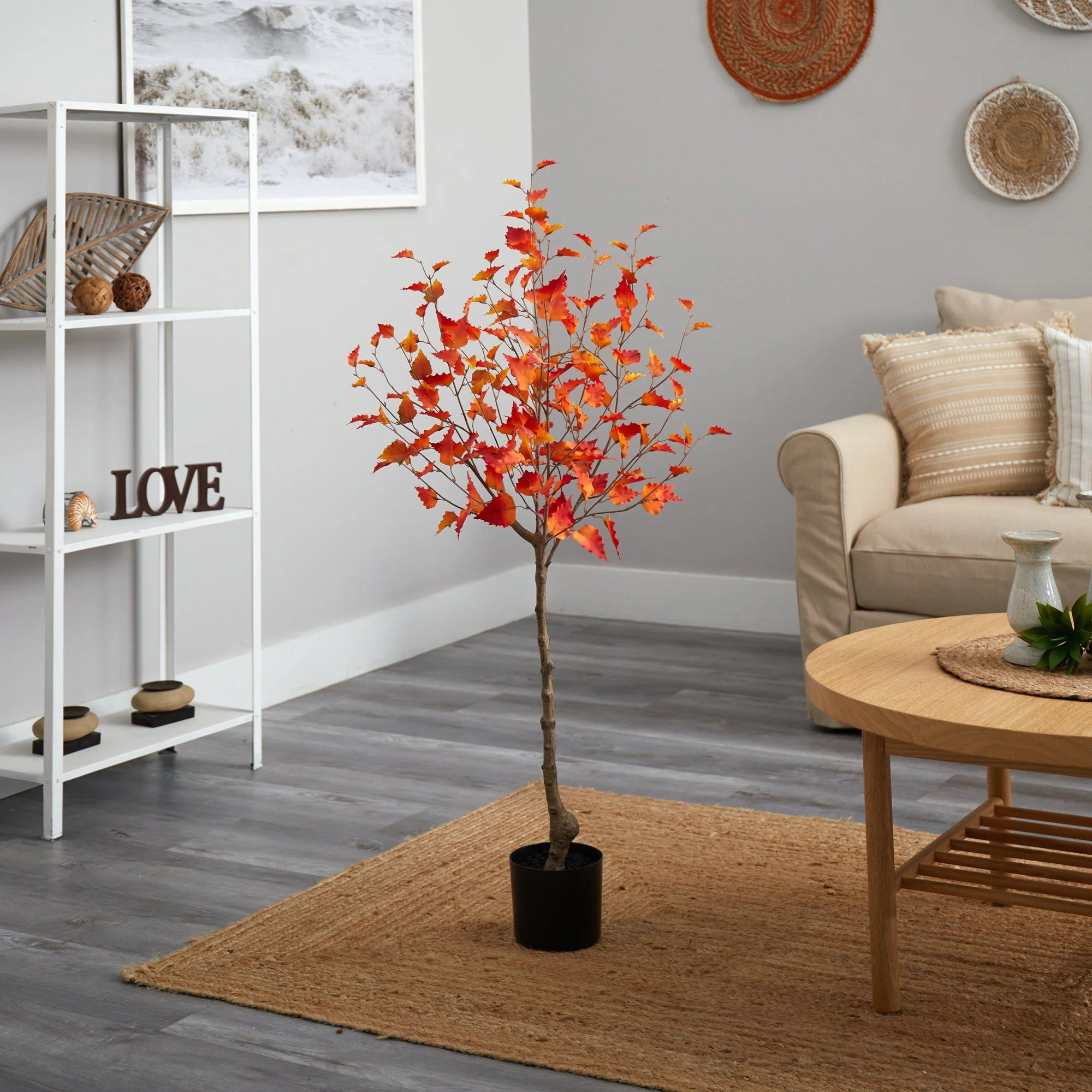 4’ Fall Birch Artificial Autumn Tree - Image 5