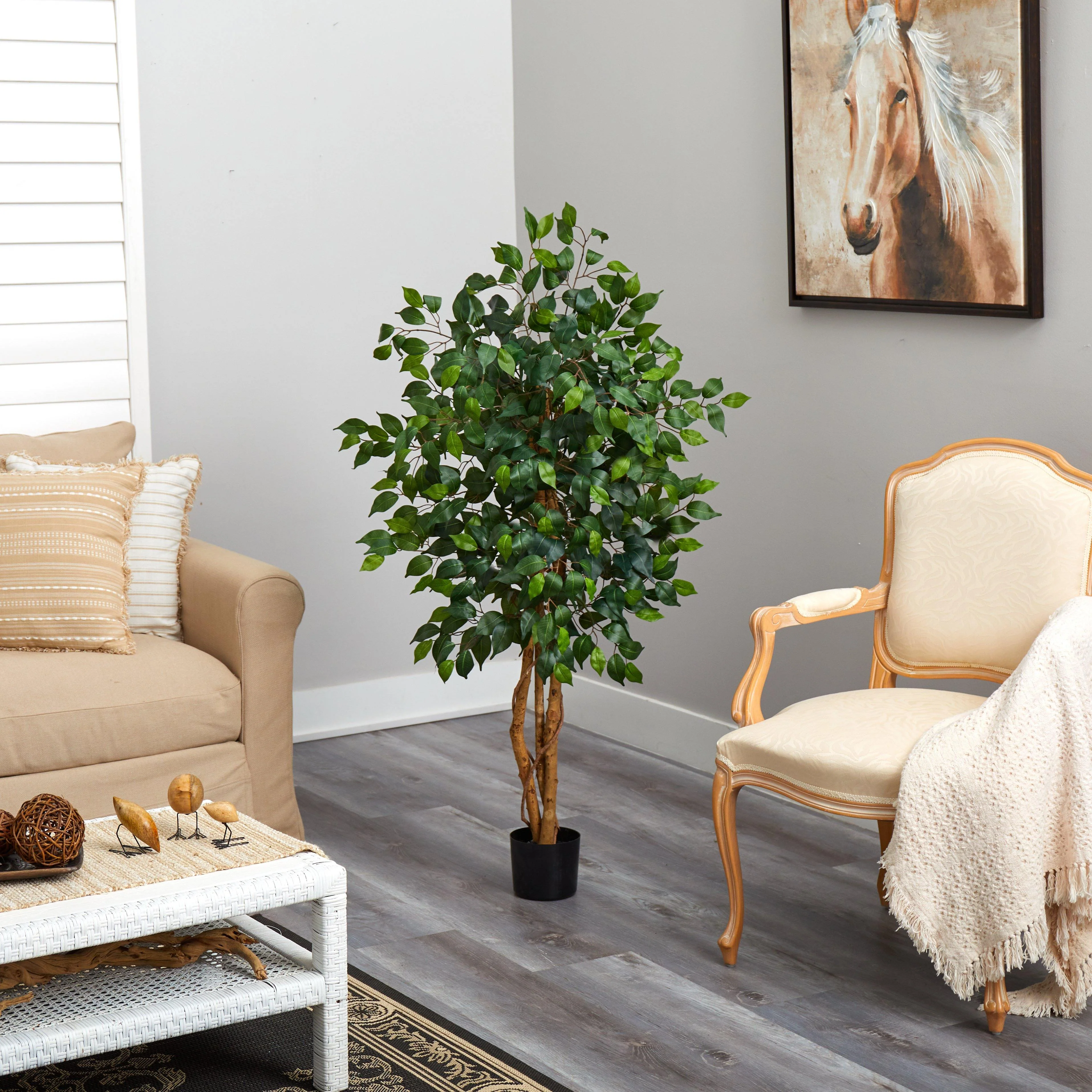 4' Ficus Auriculata Artificial Silk Tree - Image 4