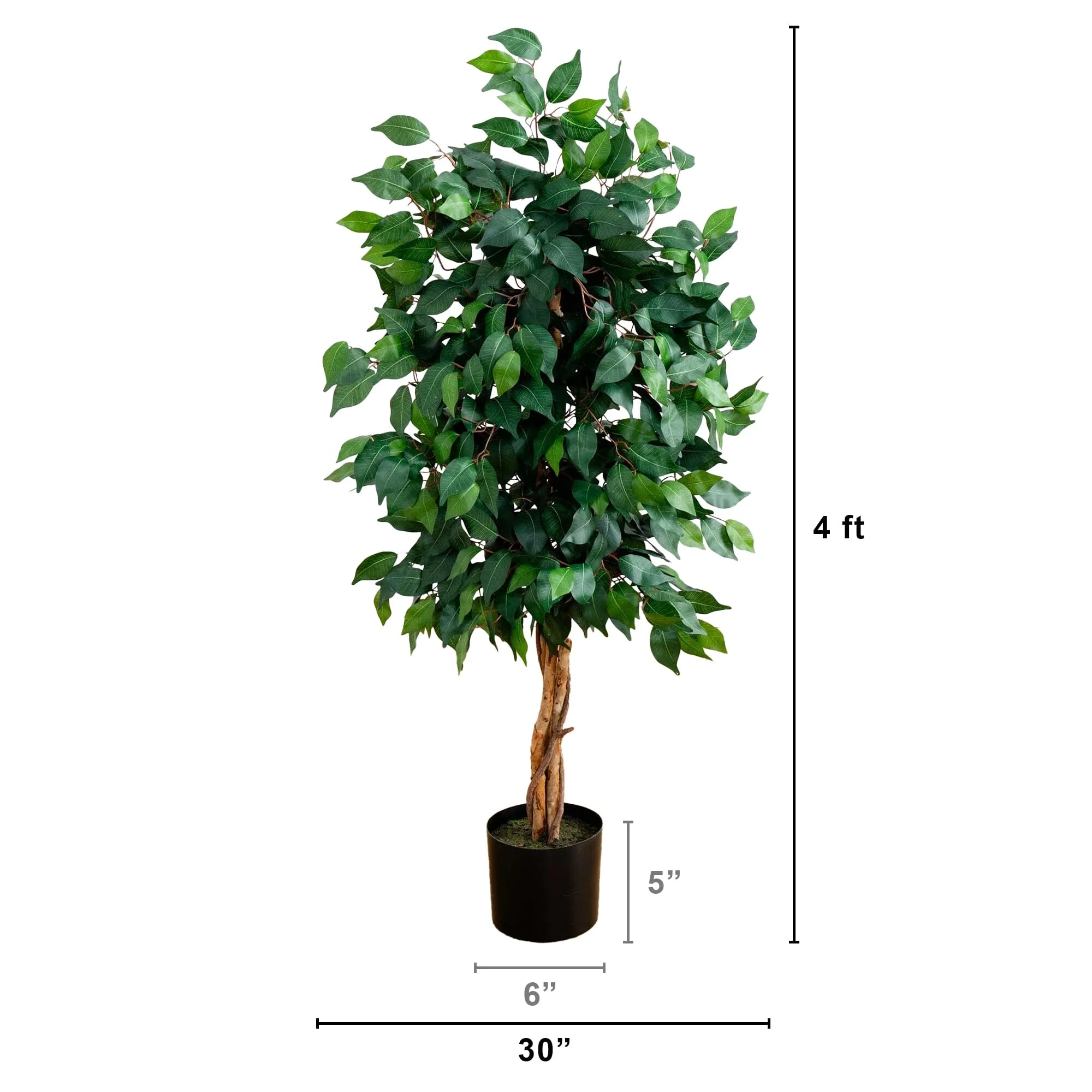 4' Ficus Auriculata Artificial Silk Tree - Image 6