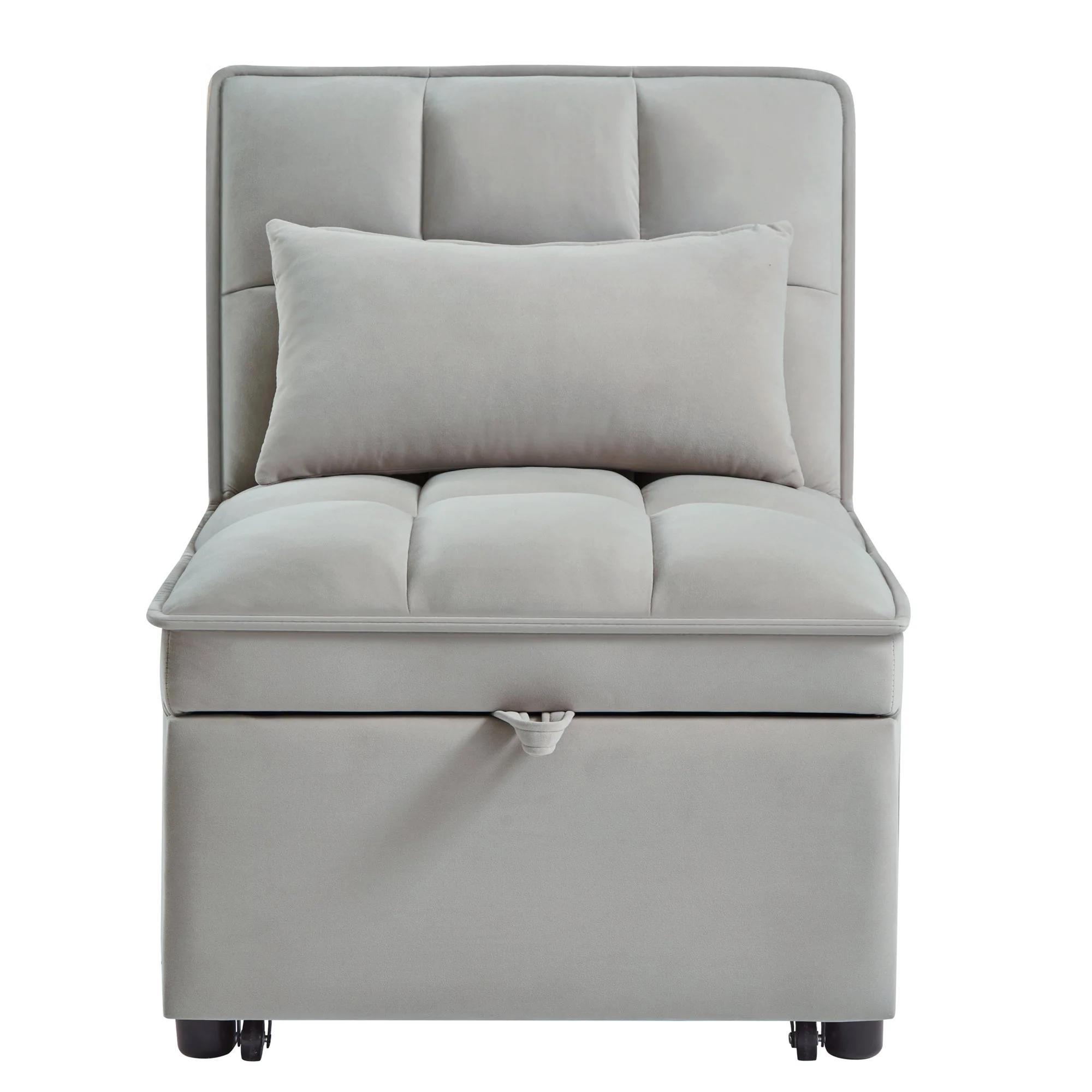 4 in 1 Multi-Function Single Sofa Bed with Storage Pockets Gray - Image 4