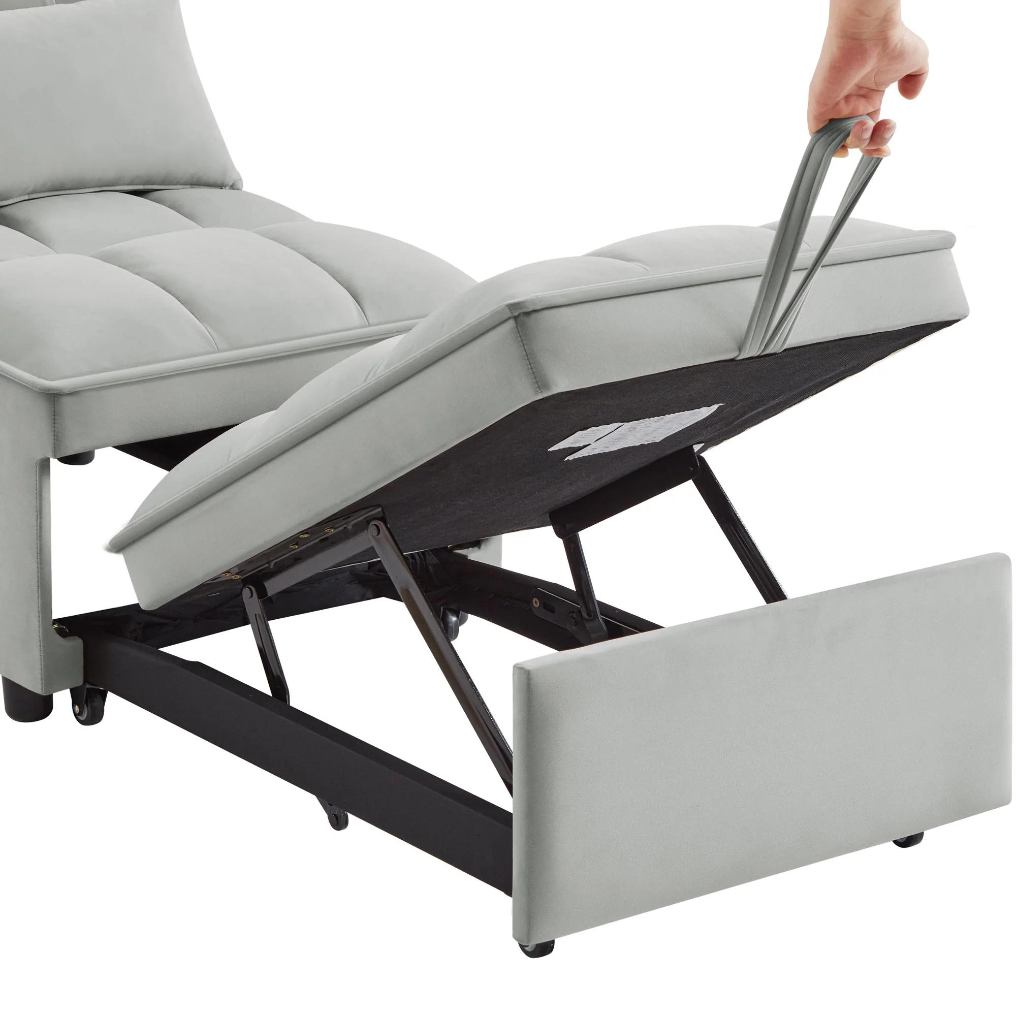 4 in 1 Multi-Function Single Sofa Bed with Storage Pockets Gray - Image 6