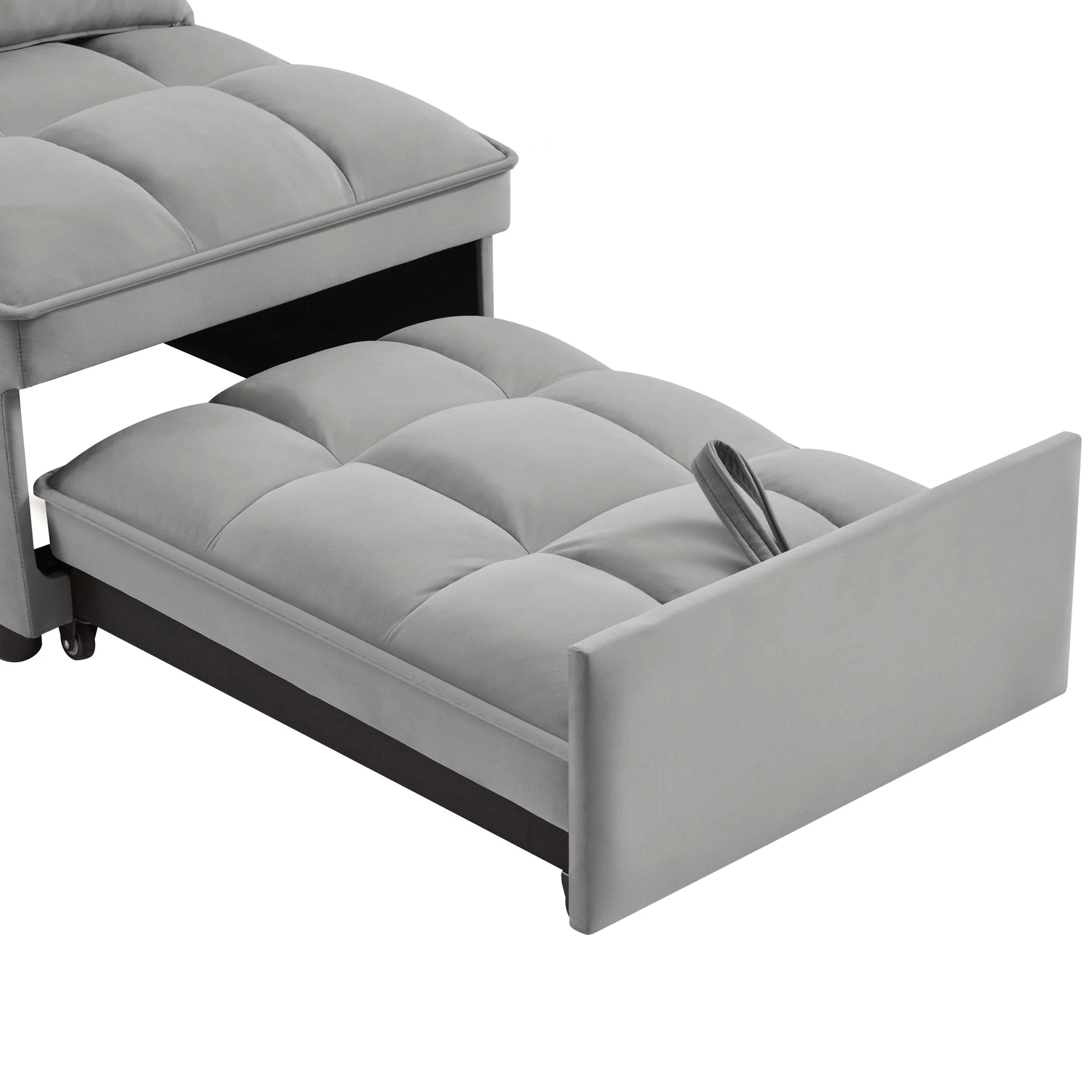 4 in 1 Multi-Function Single Sofa Bed with Storage Pockets Gray - Image 7
