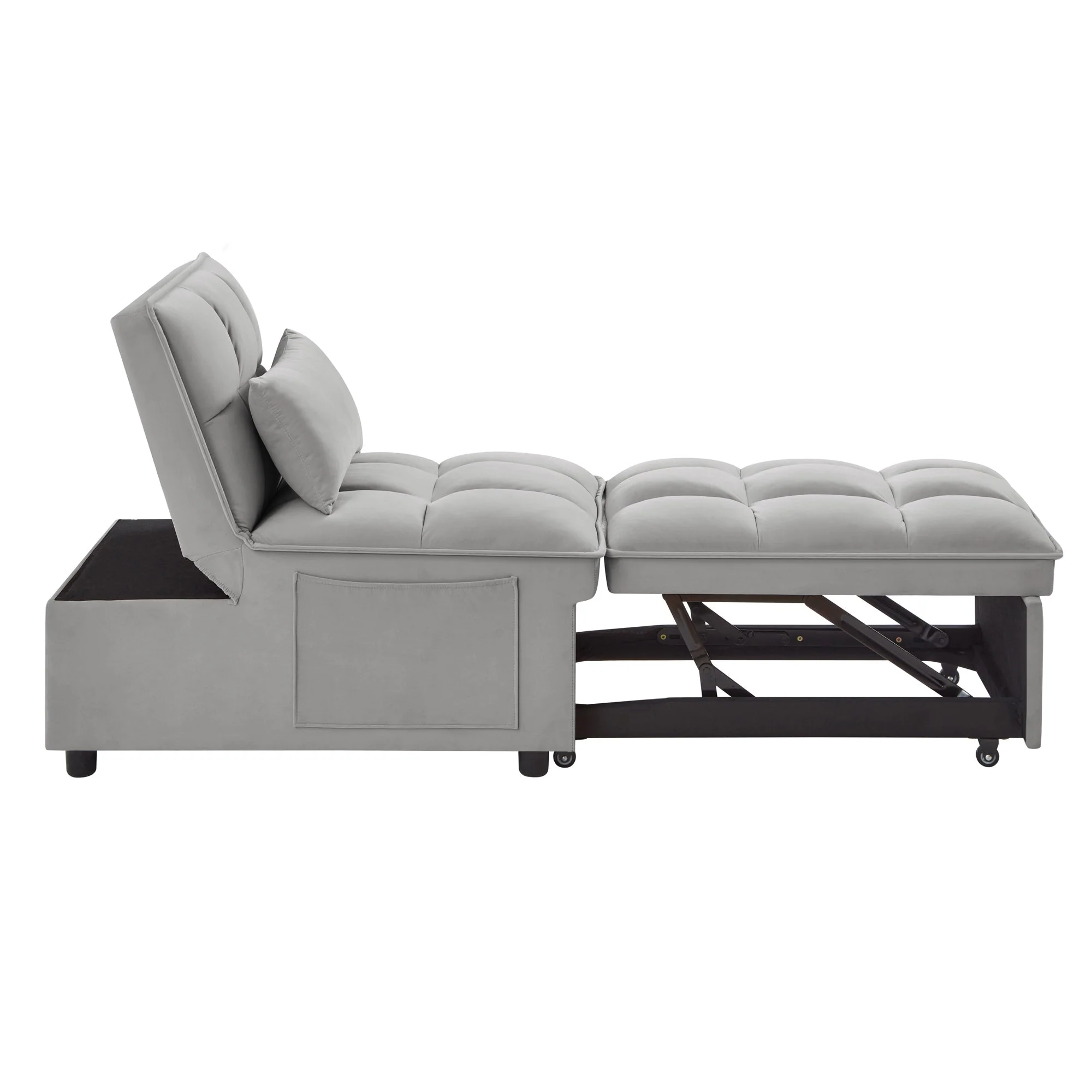 4 in 1 Multi-Function Single Sofa Bed with Storage Pockets Gray - Image 8
