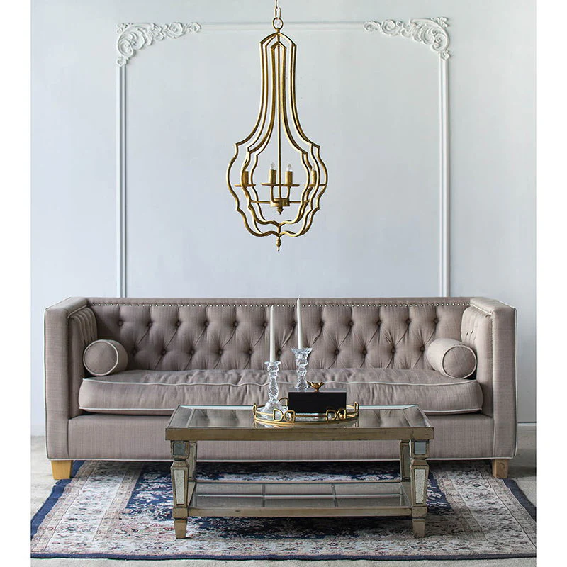 4 Light Chandelier With Adjustable Chain - Gold - Image 11
