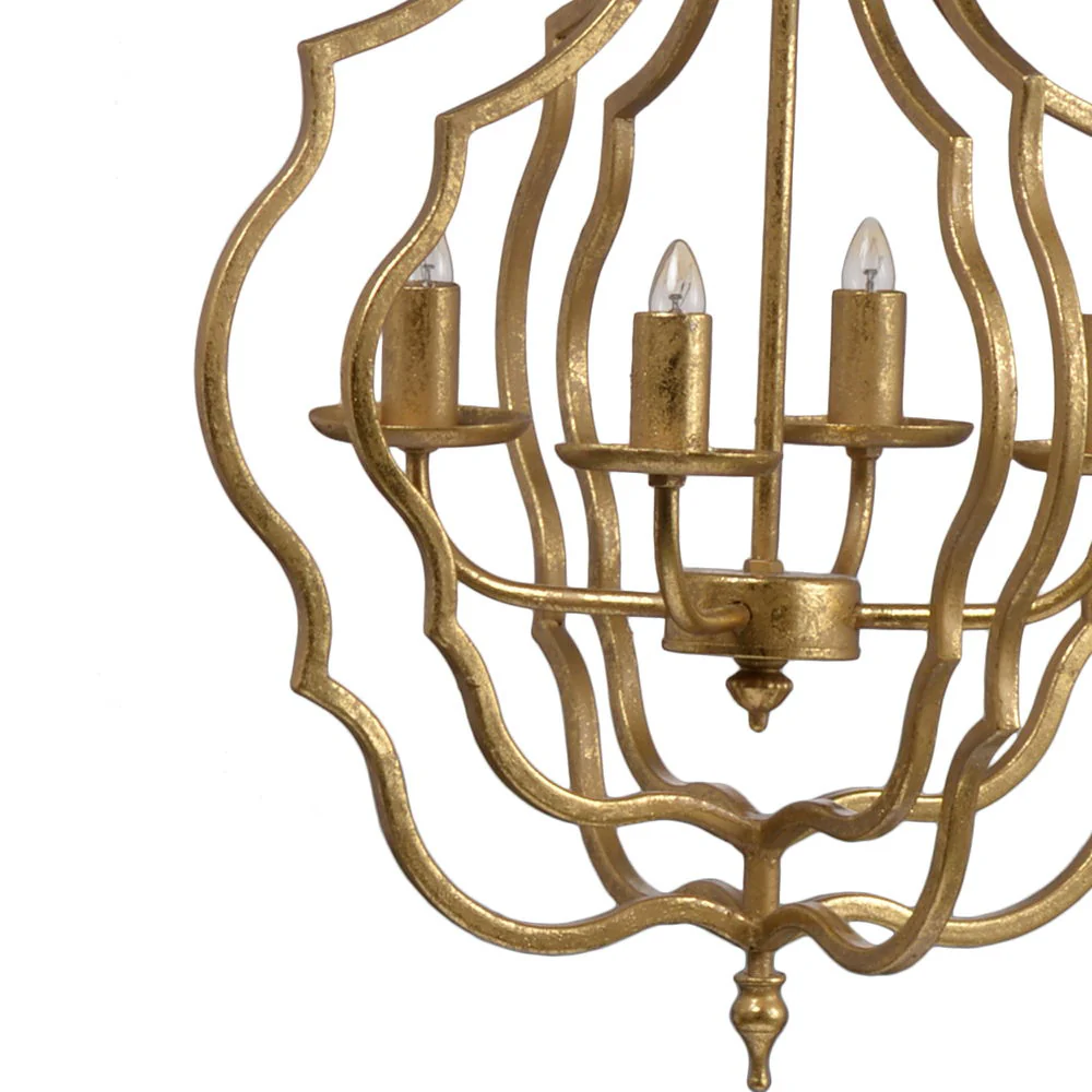 4 Light Chandelier With Adjustable Chain - Gold - Image 7